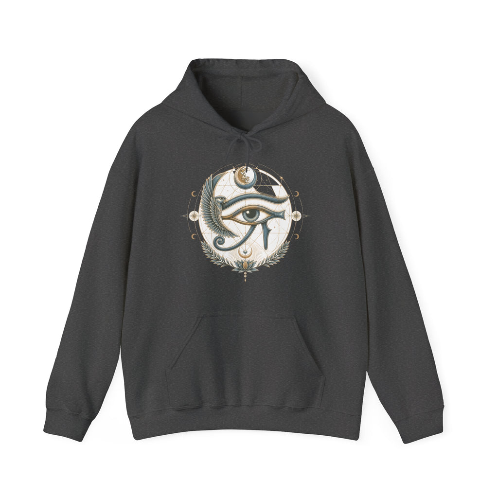 Matching Couple Sweatshirt - Eye of Ra & Horus Matching Couple Hooded Sweatshirt Vintage Art His Hers Wedding Gift - Design B