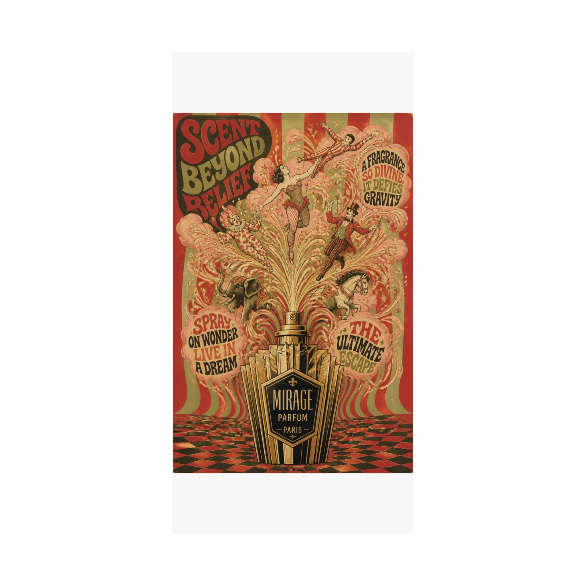 Perfume Bottle Fountain Wall Art Poster 18×24 Psychedelic Cafe Decor Maximalist Print