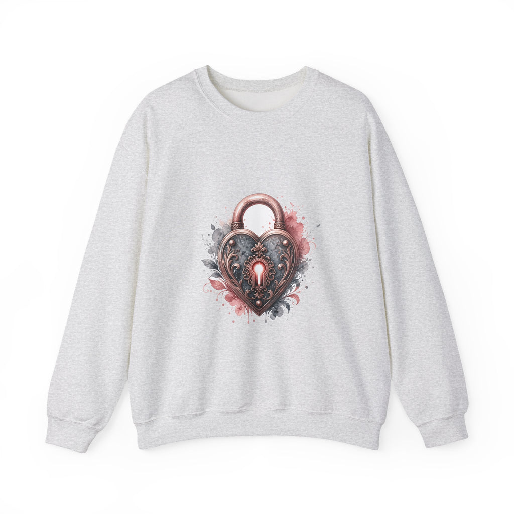 Matching Couple Sweatshirt - Key & Lock Matching Couple Comfort Colors Crew Watercolor Art His Hers Birthday Gift - Design B