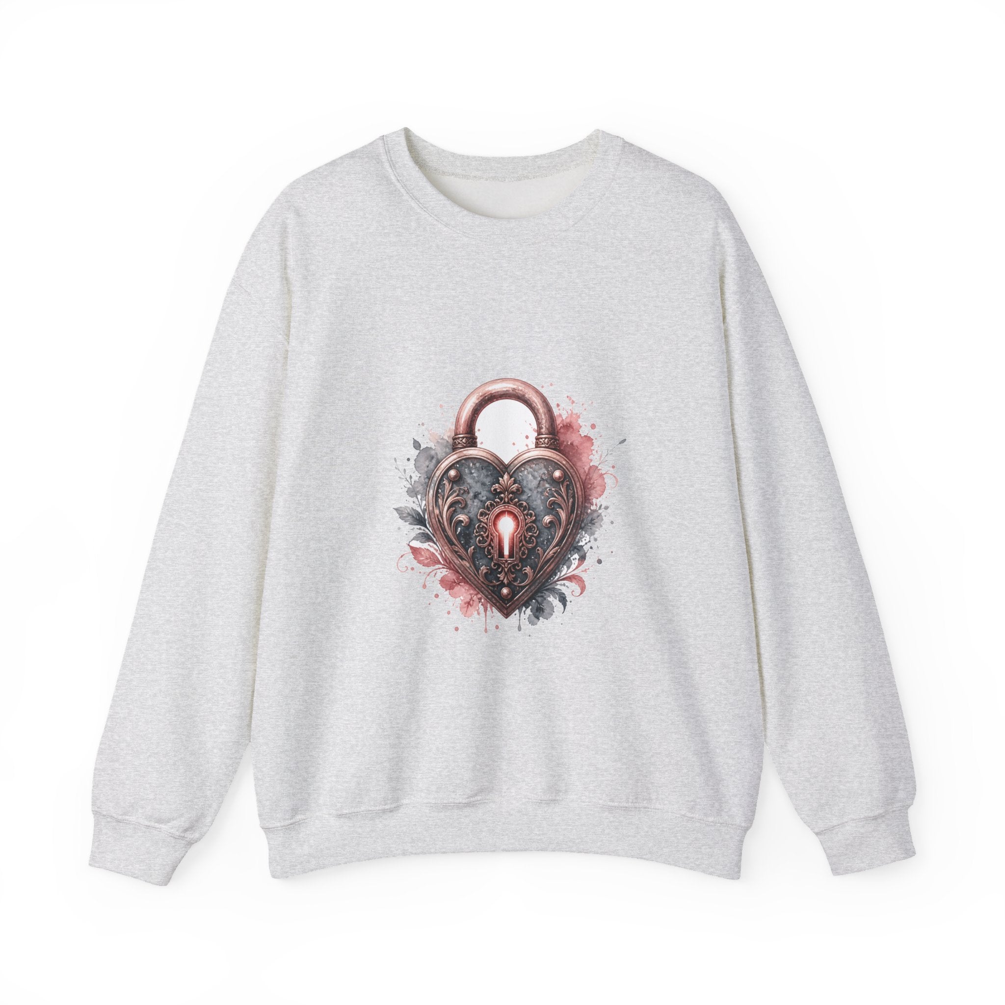 Matching Couple Sweatshirt - Key & Lock Matching Couple Comfort Colors Crew Watercolor Art His Hers Birthday Gift - Design B
