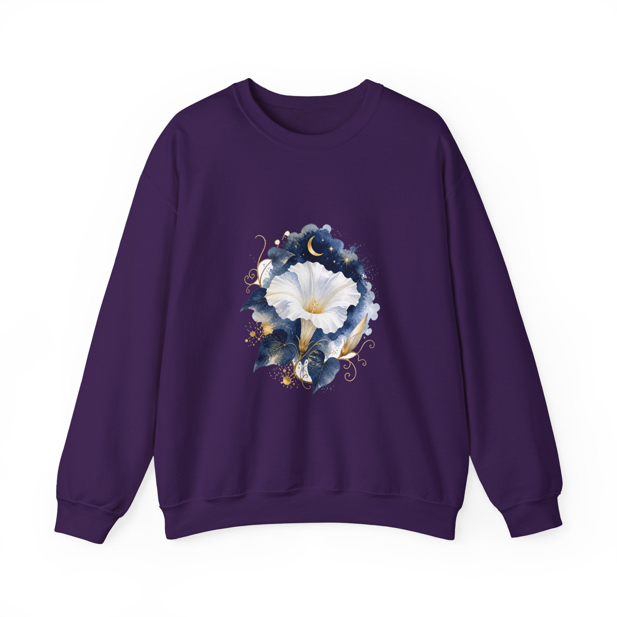 Matching Couple Sweatshirt - Sunflower & Moonflower Matching Couple Premium Fleece Sweatshirt Watercolor Art His Hers Birthday Gift - Design B