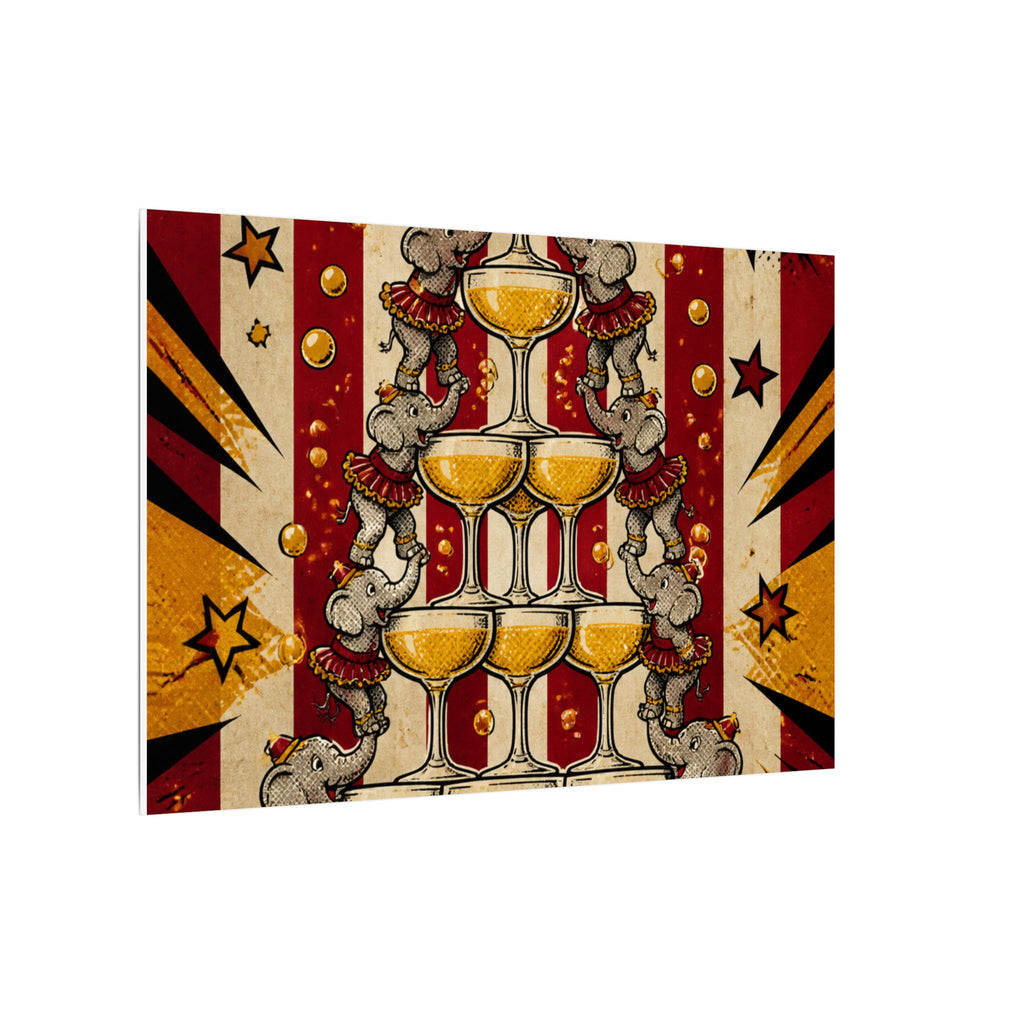 Champagne Tower Elephants Wall Art Canvas 24×36 Pop Art Restaurant Decor Maximalist Print