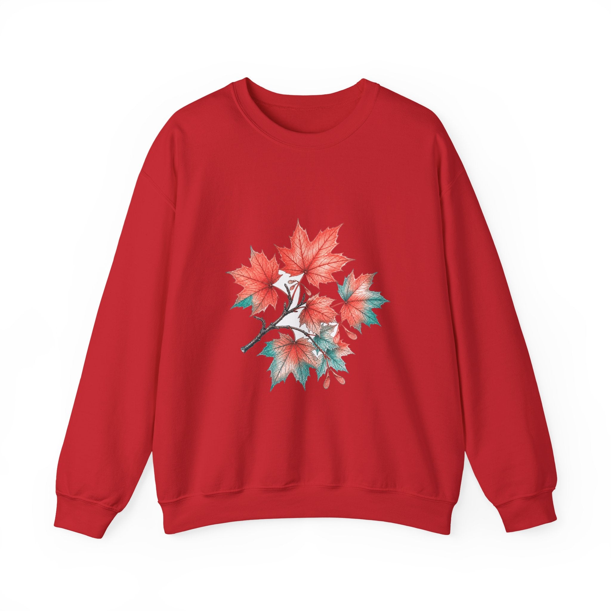 Matching Couple Sweatshirt - Cherry Blossom & Maple Leaf Matching Couple Premium Fleece Sweatshirt Hand-Drawn Art His Hers Anniversary Gift - Design B