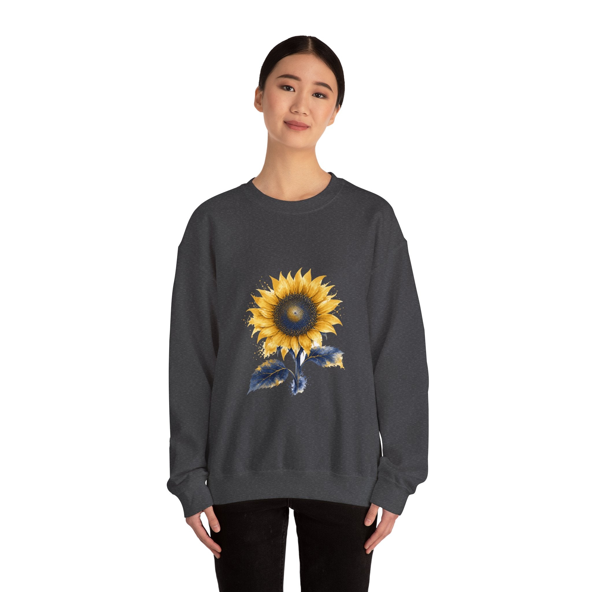 Matching Couple Sweatshirt - Sunflower & Moonflower Matching Couple Premium Fleece Sweatshirt Watercolor Art His Hers Birthday Gift - Design A