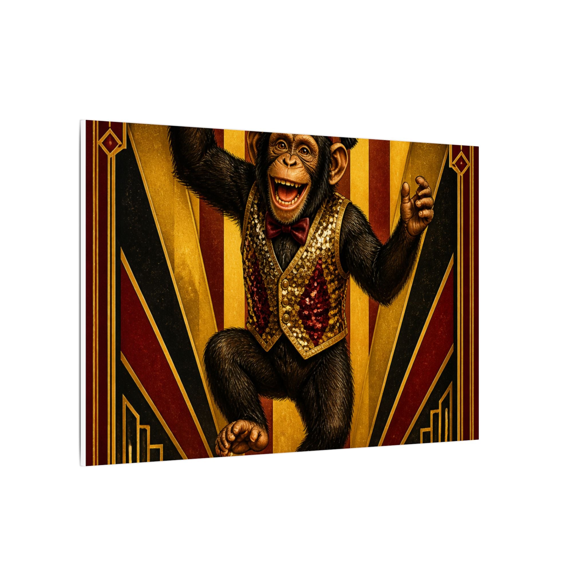 Dancing Monkey Wall Art Canvas 24×36 Art Deco Bar Area Decor Maximalist Print