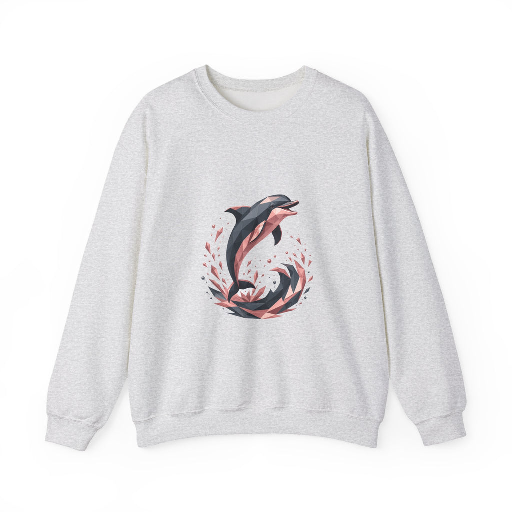 Matching Couple Sweatshirt - Shark & Dolphin Matching Couple Premium Fleece Sweatshirt Geometric Art His Hers Love Gift - Design B