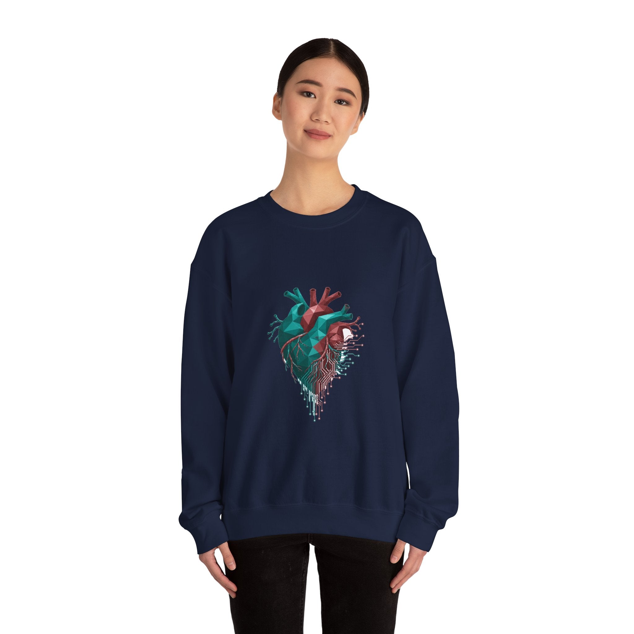 Matching Couple Sweatshirt - Robot & Heart Matching Couple Comfort Colors Crew Geometric Art His Hers Love Gift - Design B