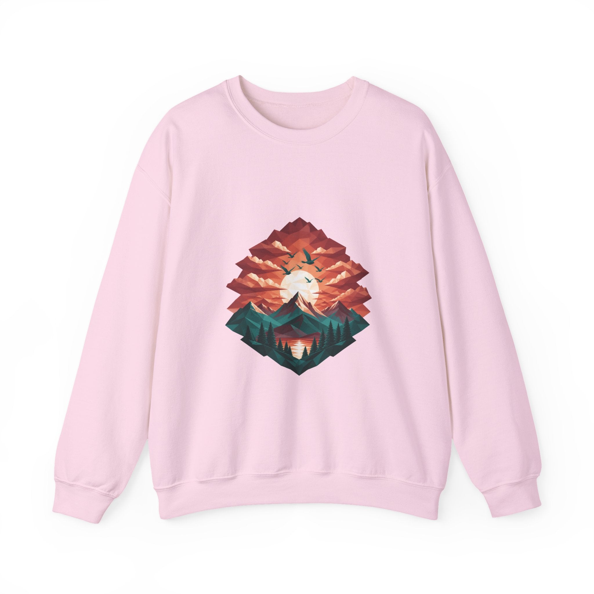 Matching Couple Sweatshirt - Sunrise & Sunset Matching Couple Premium Fleece Sweatshirt Geometric Art His Hers Love Gift - Design B