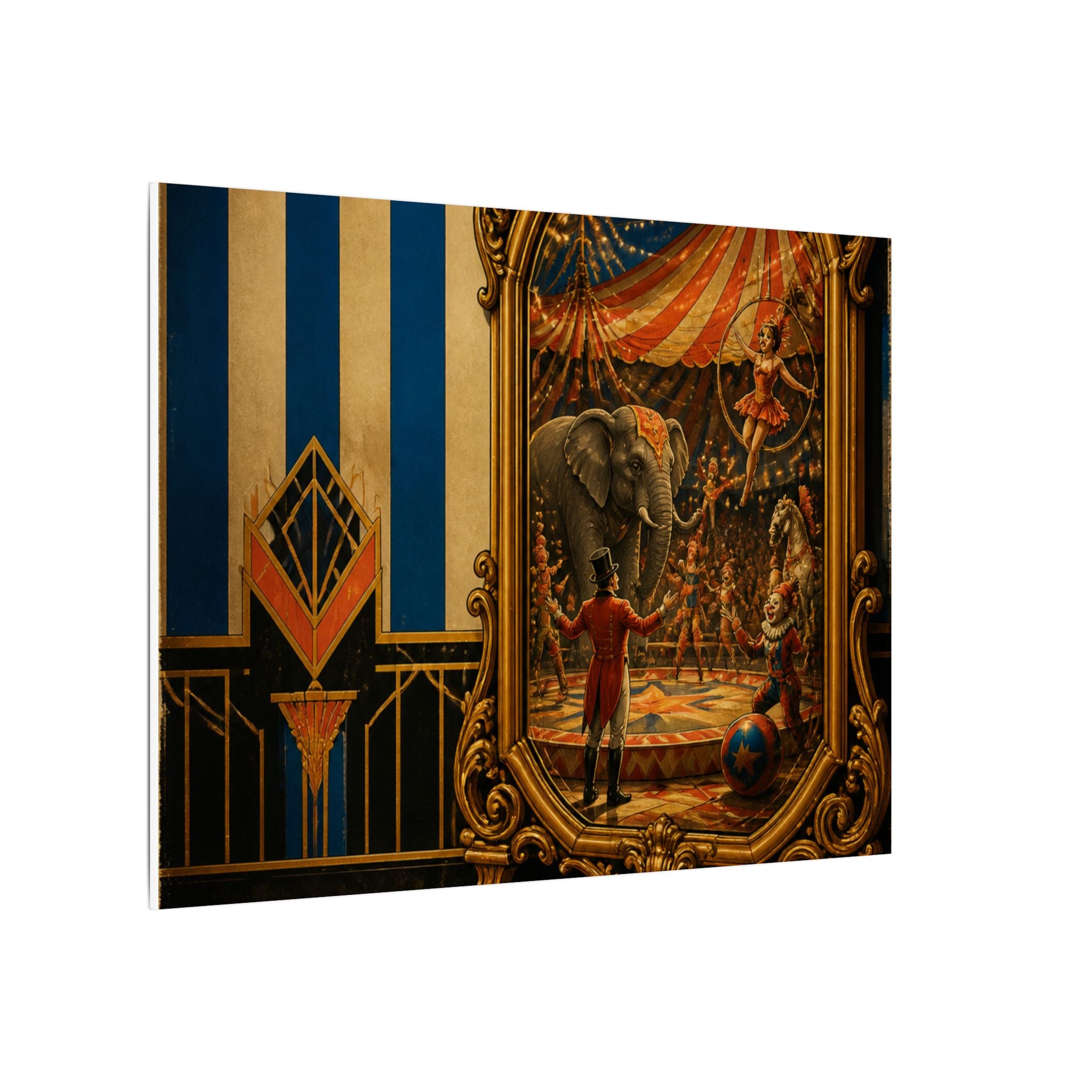 Vintage Mirror Circus Wall Art Canvas 24×36 Art Deco Bar Area Decor Maximalist Print