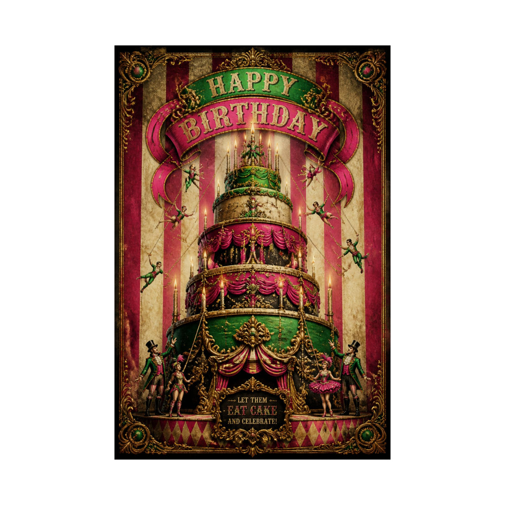 Birthday Cake Trapeze Wall Art Poster 18×24 Baroque Home Office Decor Maximalist Print