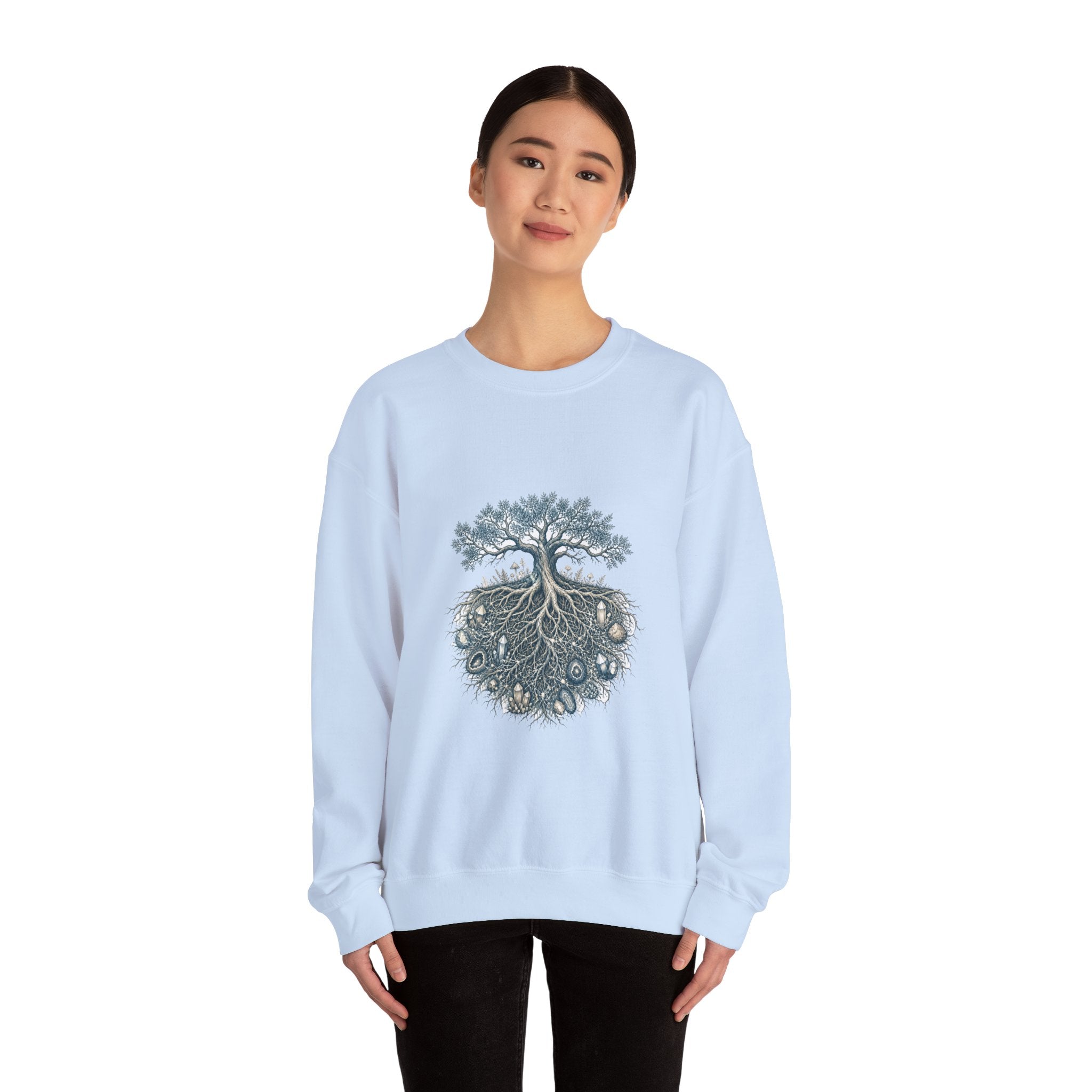 Matching Couple Sweatshirt - Ancient Oak & Deep Roots Matching Couple Comfort Colors Crew Hand-Drawn Art His Hers Anniversary Gift - Design B
