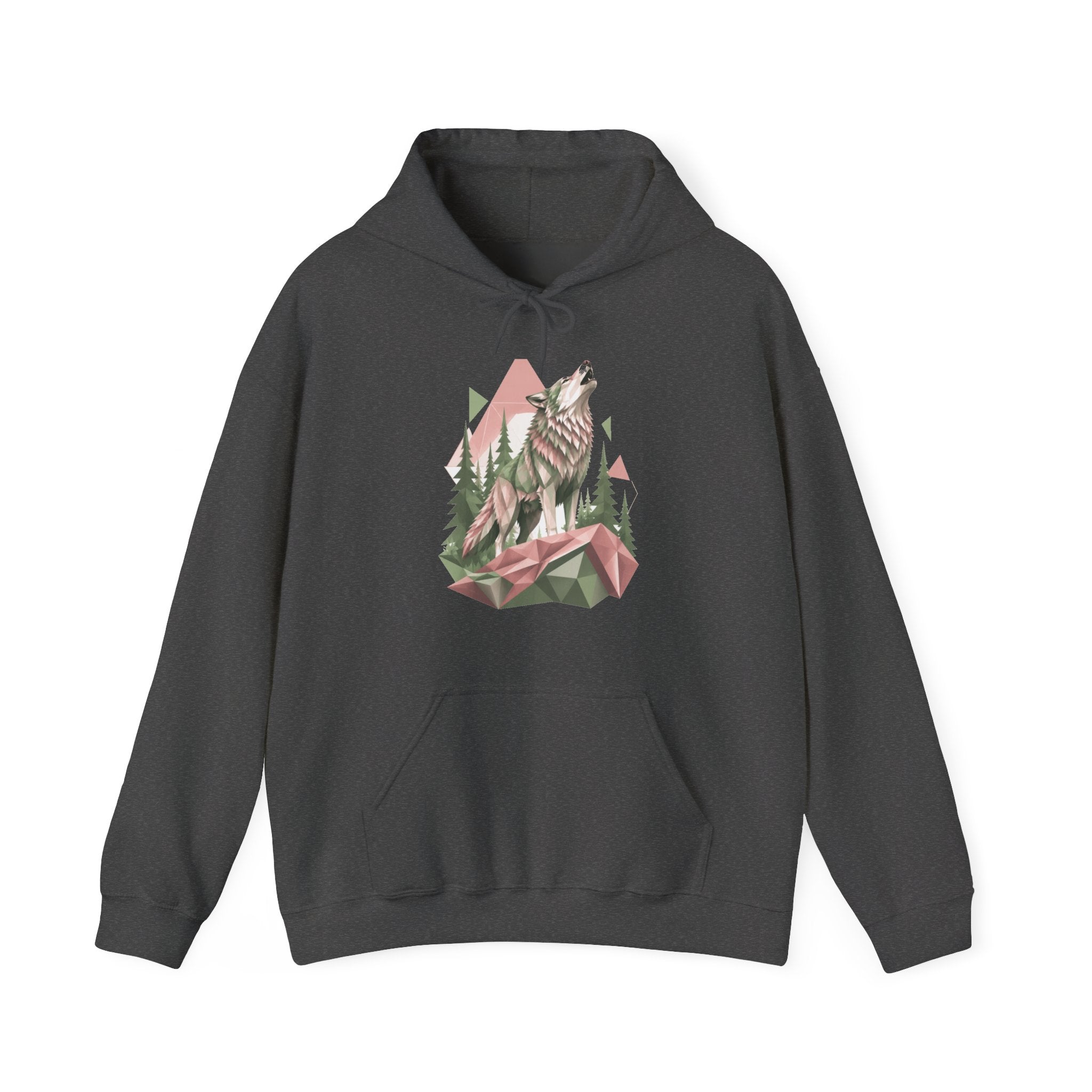 Matching Couple Sweatshirt - Wolf & Dove Matching Couple Hooded Sweatshirt Geometric Art His Hers Couple Gift - Design A