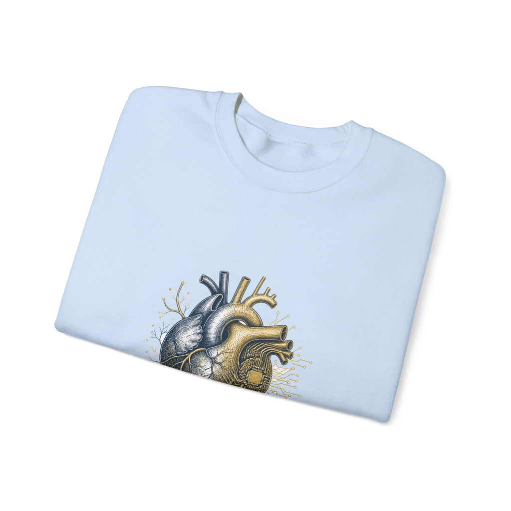 Matching Couple Sweatshirt - Robot & Heart Matching Couple Comfort Colors Crew Hand-Drawn Art His Hers Anniversary Gift - Design B