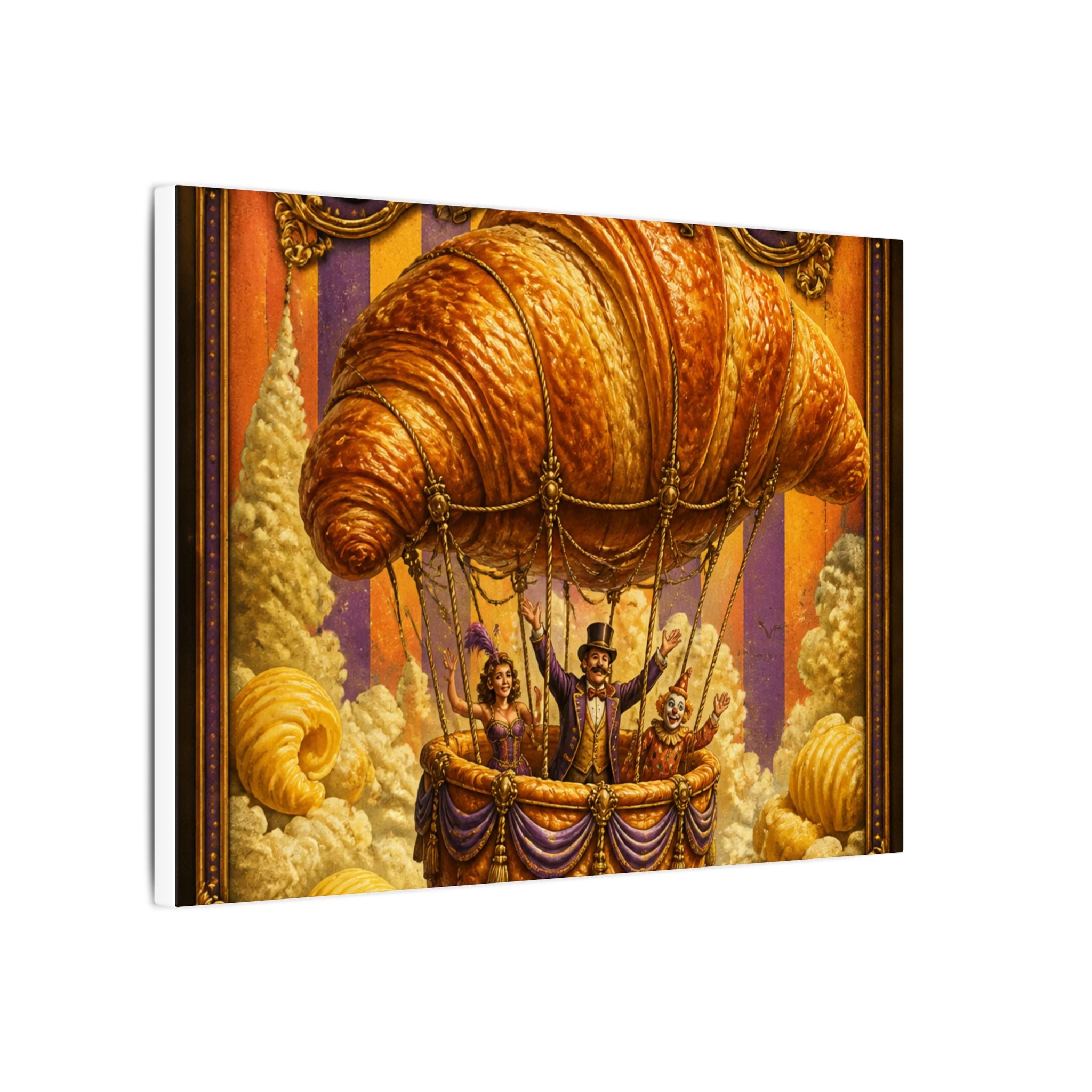 Croissant Hot Air Balloon Wall Art Canvas 16×20 Baroque Home Office Decor Maximalist Print