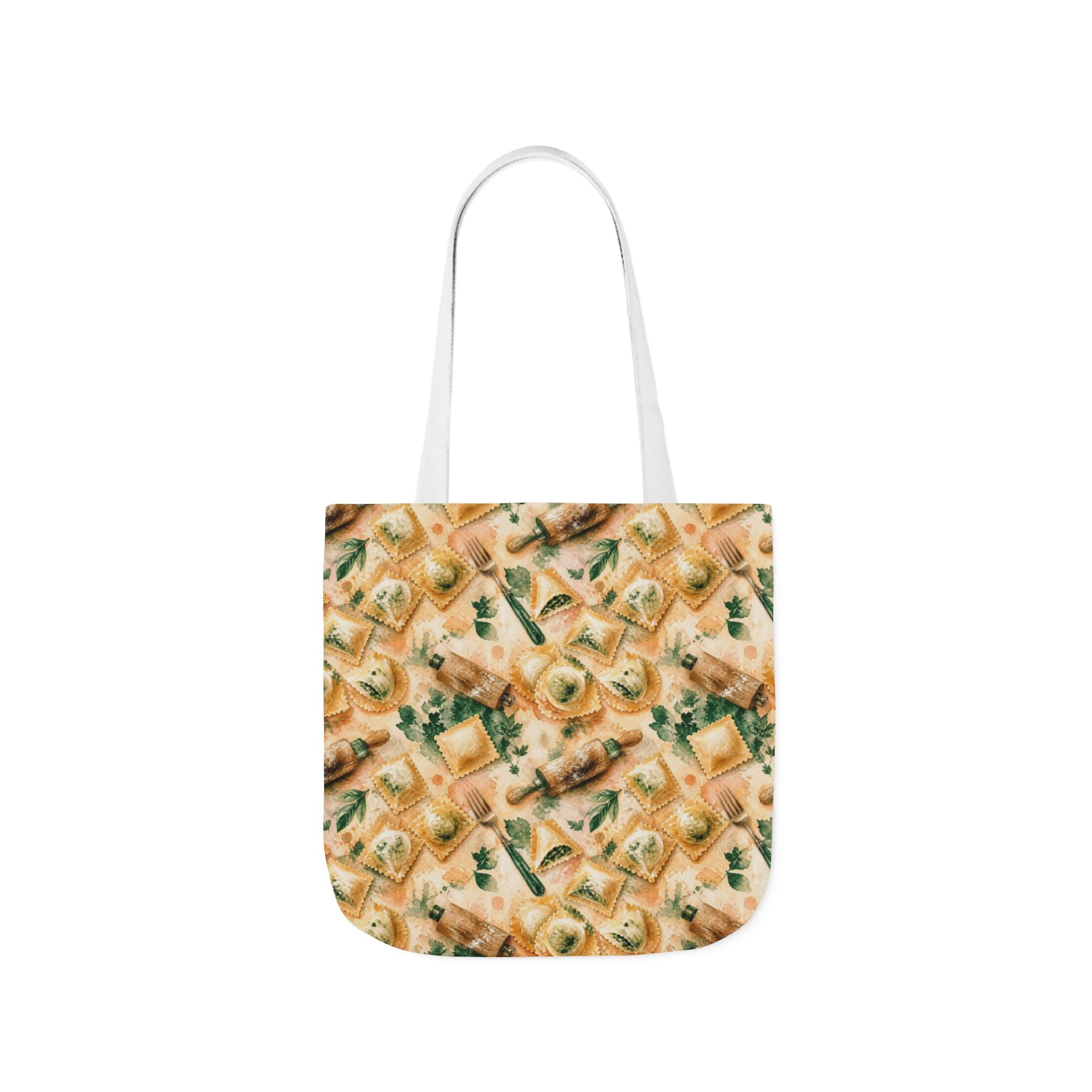 Fresh Ravioli Canvas Tote Bag Mediterranean Kitchen Watercolor Splash Design Italian Cottagecore Gift