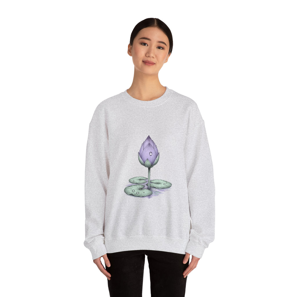 Matching Couple Sweatshirt - Open & Closed Lotus Matching Couple Crewneck Sweatshirt Hand-Drawn Art His Hers Best Friend Gift - Design B