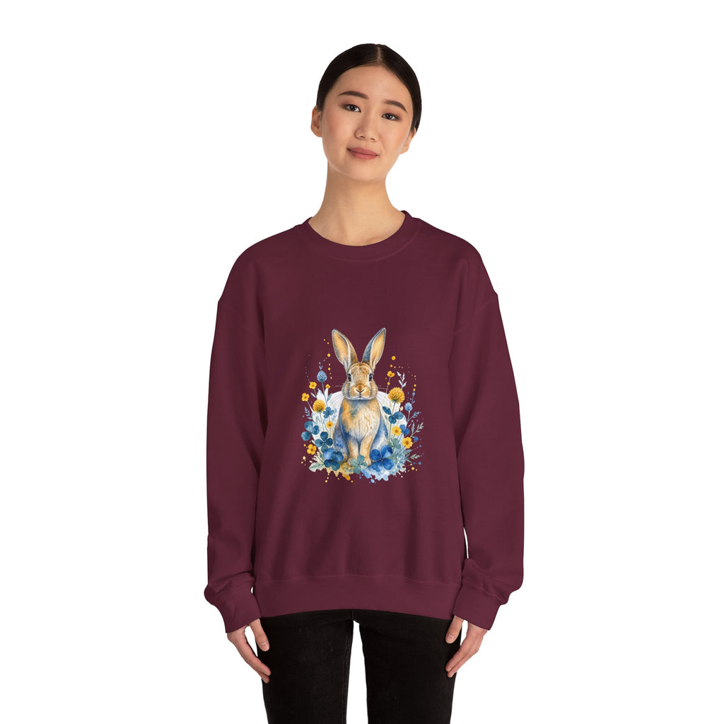 Matching Couple Sweatshirt - Fox & Rabbit Matching Couple Comfort Colors Crew Watercolor Art His Hers Birthday Gift - Design B