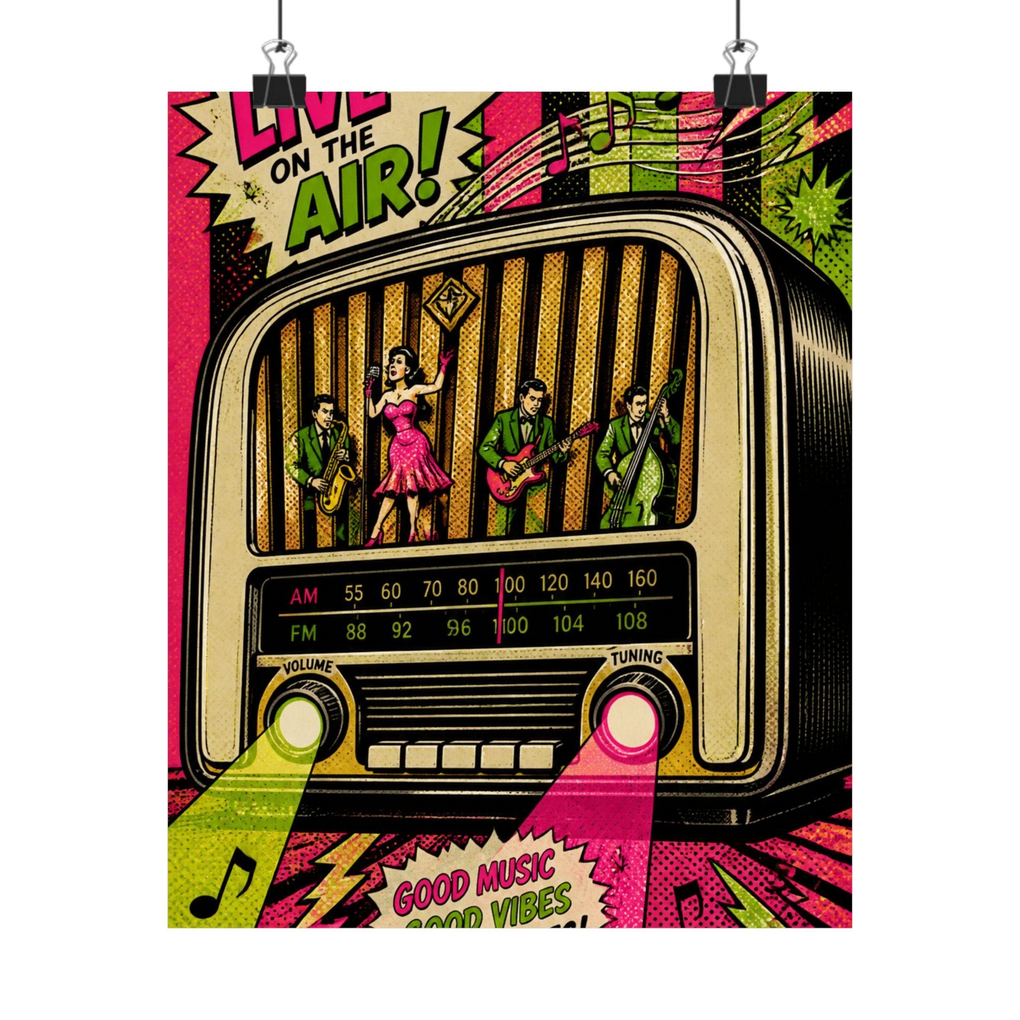 Vintage Radio Stage Wall Art Poster 24×36 Pop Art Restaurant Decor Maximalist Print