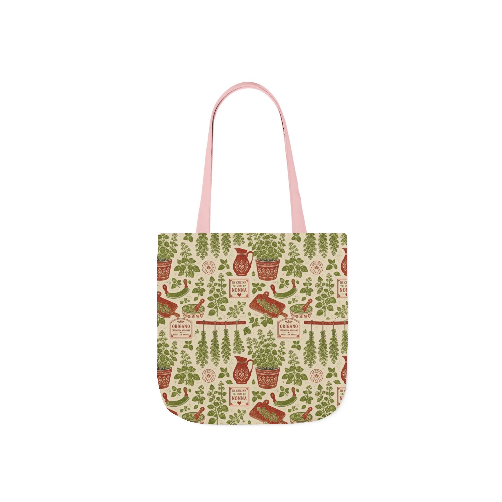 Oregano Sprigs Canvas Tote Bag Mediterranean Kitchen Linocut Design Italian Cottagecore Gift