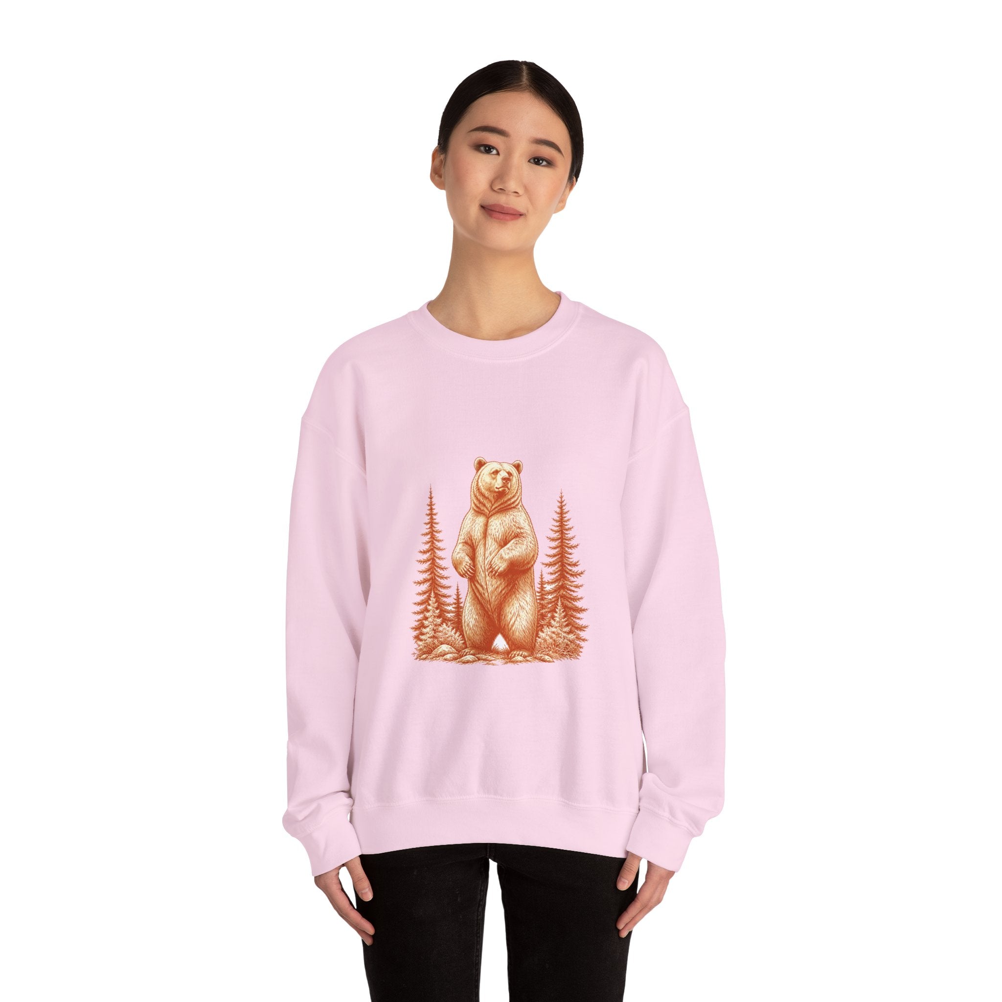 Matching Couple Sweatshirt - Bear & Deer Matching Couple Crewneck Sweatshirt Hand-Drawn Art His Hers Best Friend Gift - Design A