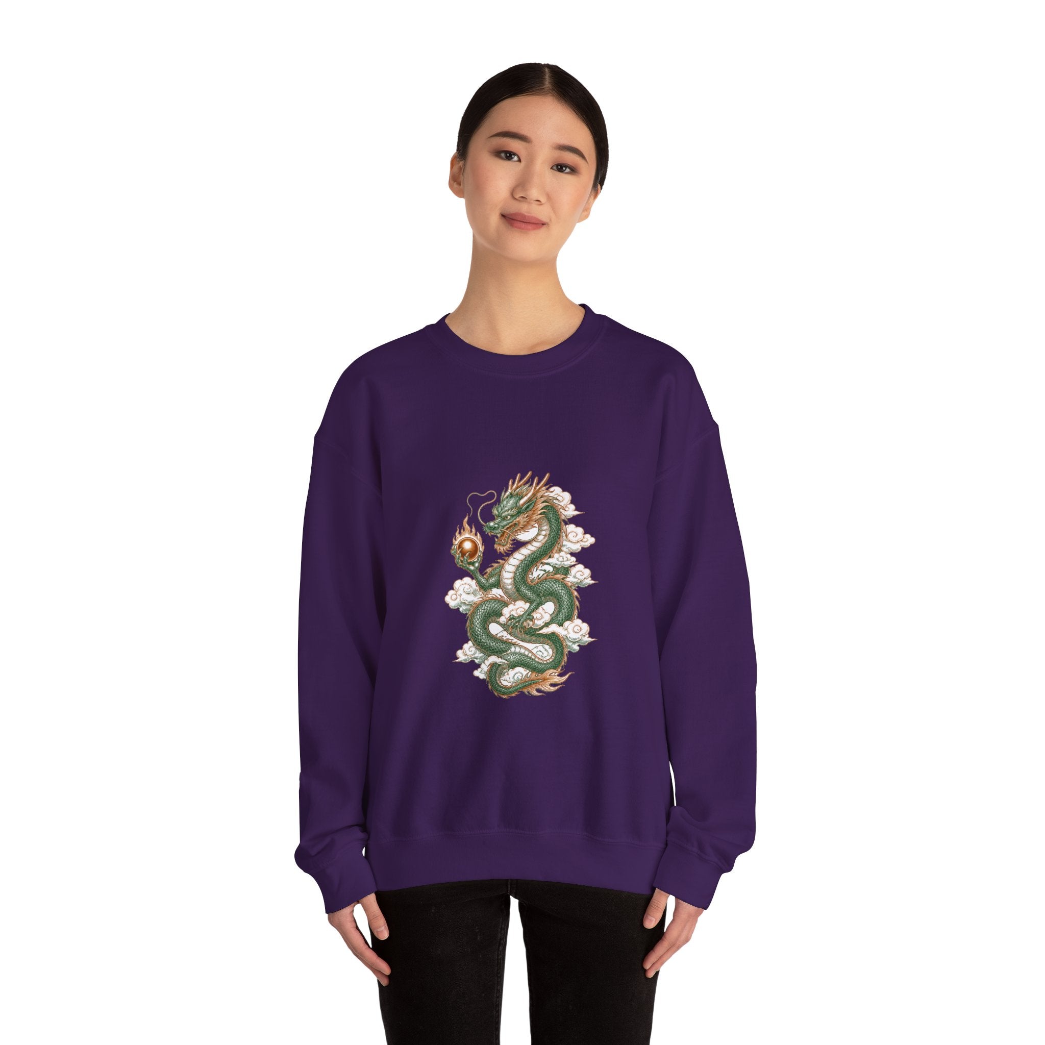 Matching Couple Sweatshirt - Dragon & Phoenix Matching Couple Comfort Colors Crew Hand-Drawn Art His Hers Anniversary Gift - Design A