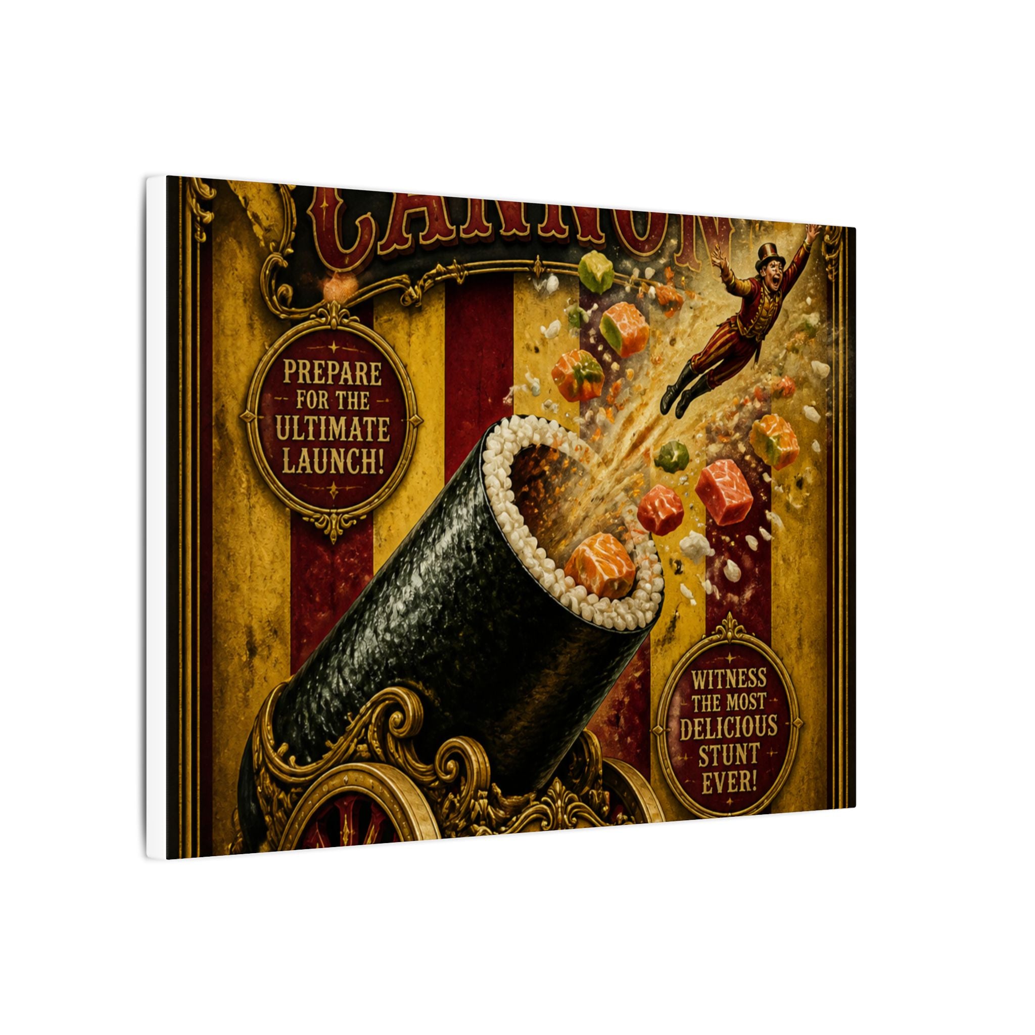 Sushi Roll Cannon Wall Art Canvas 24×36 Baroque Studio Decor Maximalist Print