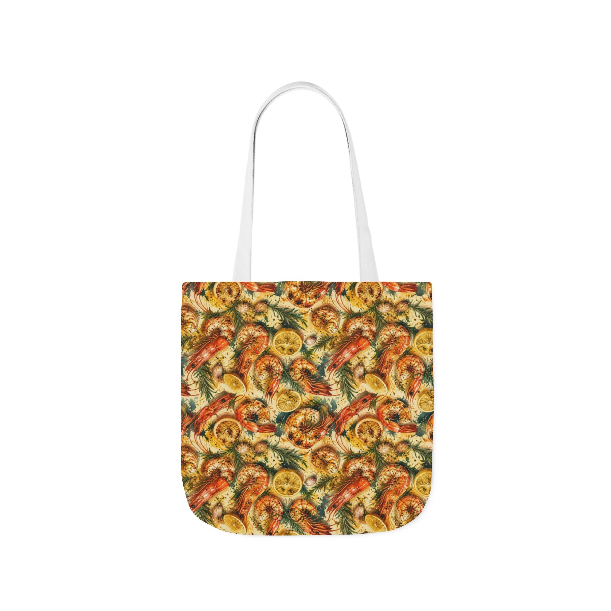 Mediterranean Shrimp Canvas Tote Bag Mediterranean Kitchen Watercolor Splash Design Italian Cottagecore Gift