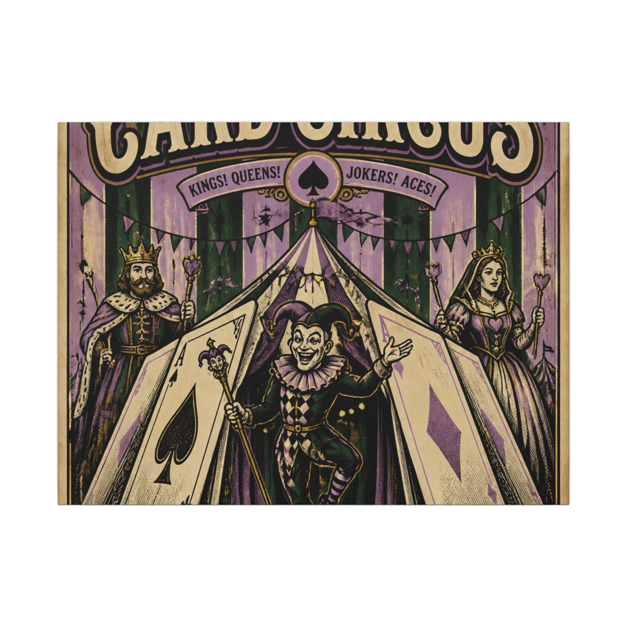 Playing Cards Tent Wall Art Canvas 16×20 Vintage Circus Kitchen Decor Maximalist Print