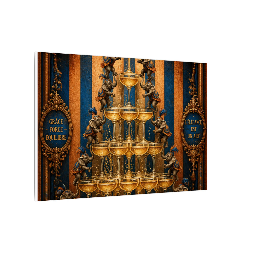 Champagne Tower Elephants Wall Art Canvas 24×36 Baroque Studio Decor Maximalist Print
