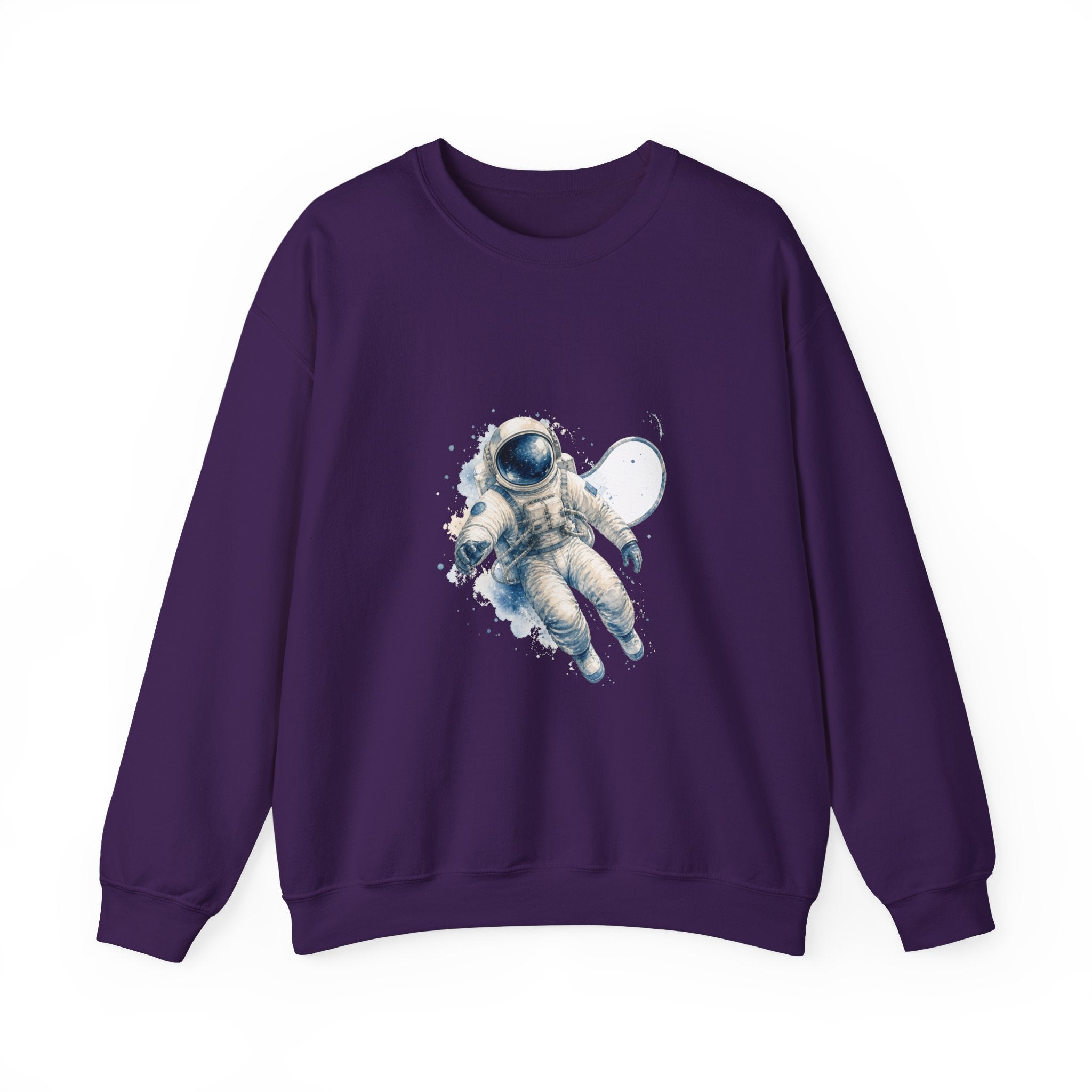 Matching Couple Sweatshirt - Astronaut & Planet Matching Couple Crewneck Sweatshirt Watercolor Art His Hers Engagement Gift - Design A