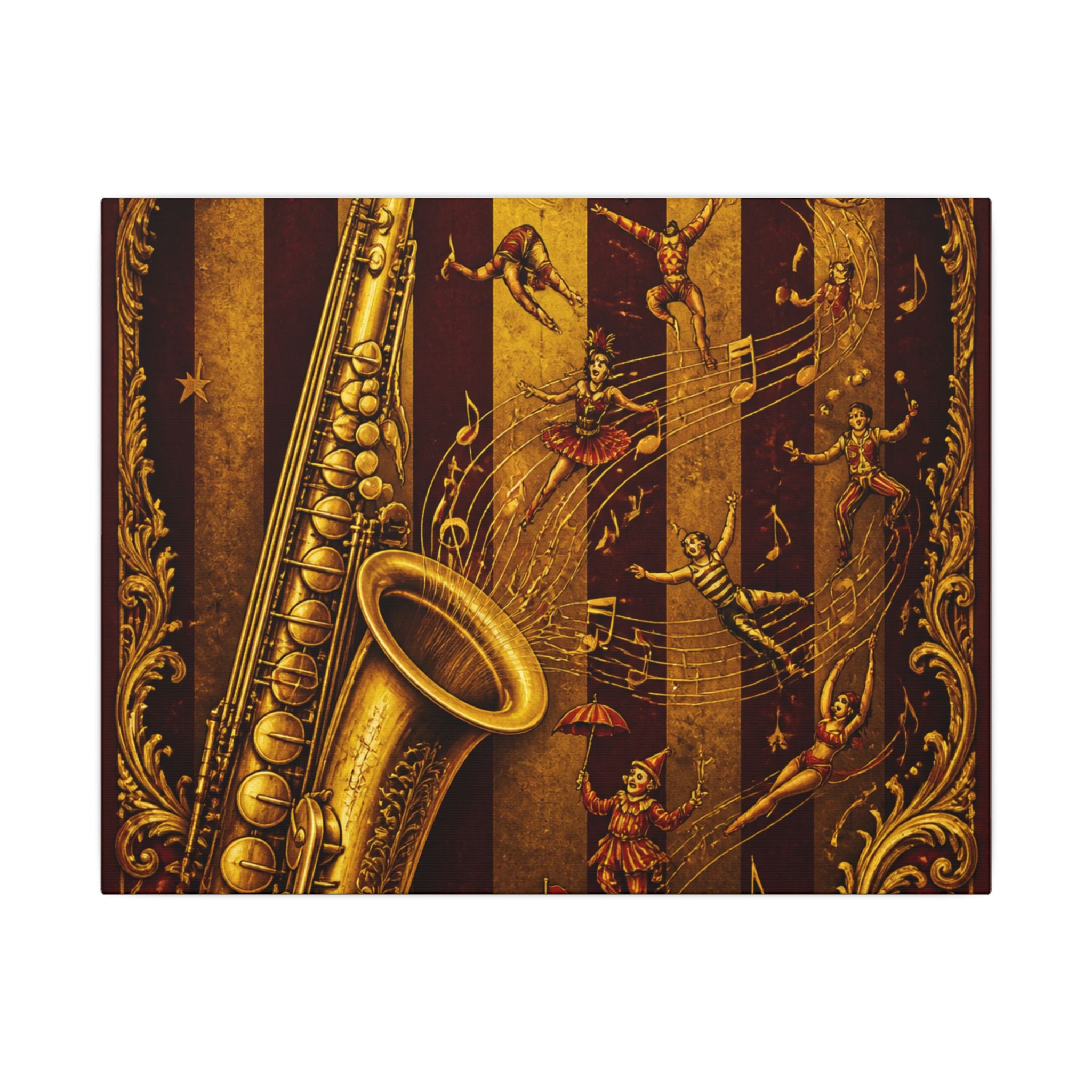 Saxophone Music Circus Wall Art Canvas 16×20 Baroque Home Office Decor Maximalist Print