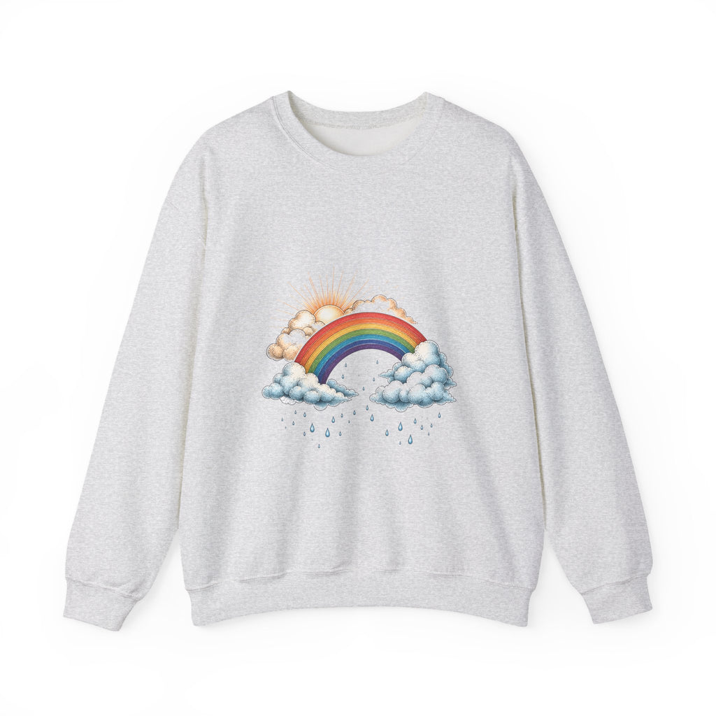 Matching Couple Sweatshirt - Storm & Rainbow Matching Couple Comfort Colors Crew Hand-Drawn Art His Hers Anniversary Gift - Design B