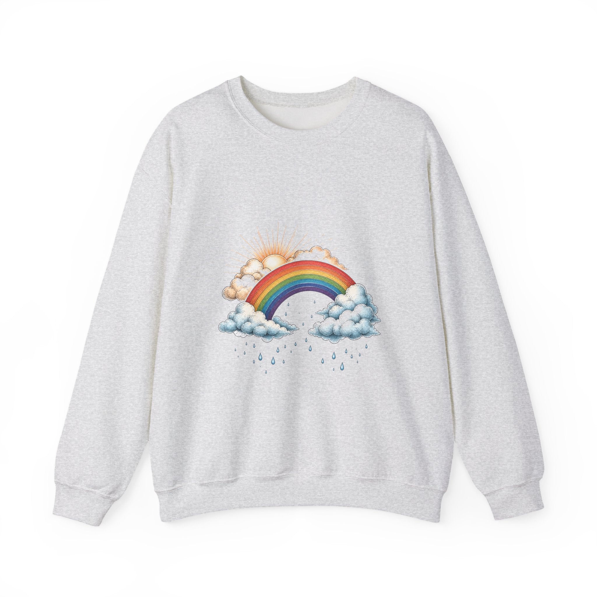 Matching Couple Sweatshirt - Storm & Rainbow Matching Couple Comfort Colors Crew Hand-Drawn Art His Hers Anniversary Gift - Design B