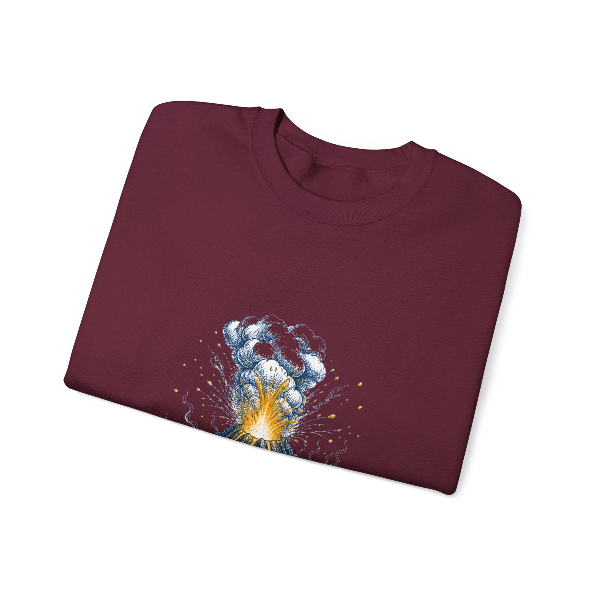 Matching Couple Sweatshirt - Volcano & Glacier Matching Couple Crewneck Sweatshirt Hand-Drawn Art His Hers Best Friend Gift - Design A