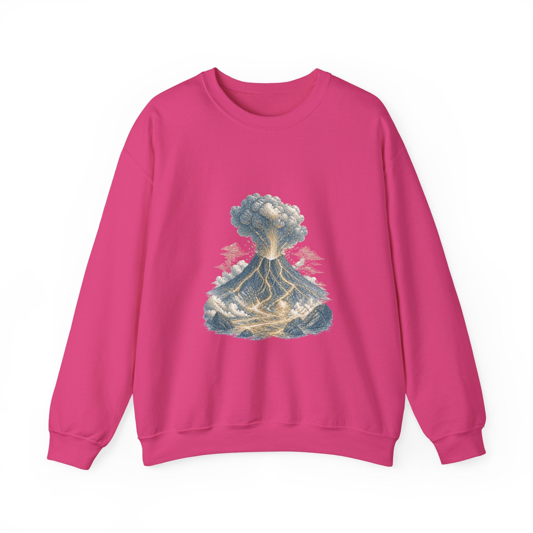 Matching Couple Sweatshirt - Volcano & Glacier Matching Couple Premium Fleece Sweatshirt Vintage Art His Hers Honeymoon Gift - Design A