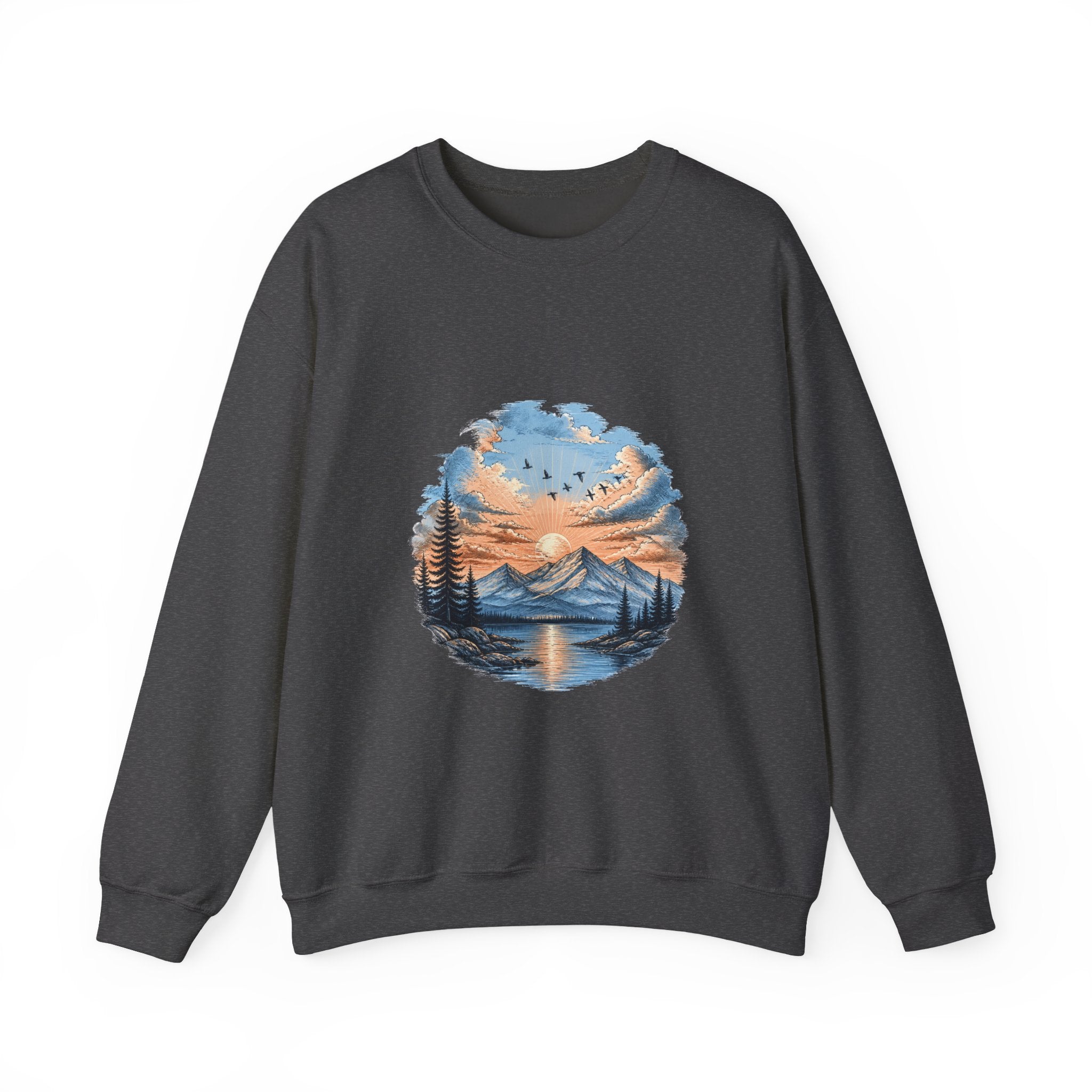 Matching Couple Sweatshirt - Sunrise & Sunset Matching Couple Crewneck Sweatshirt Hand-Drawn Art His Hers Best Friend Gift - Design B