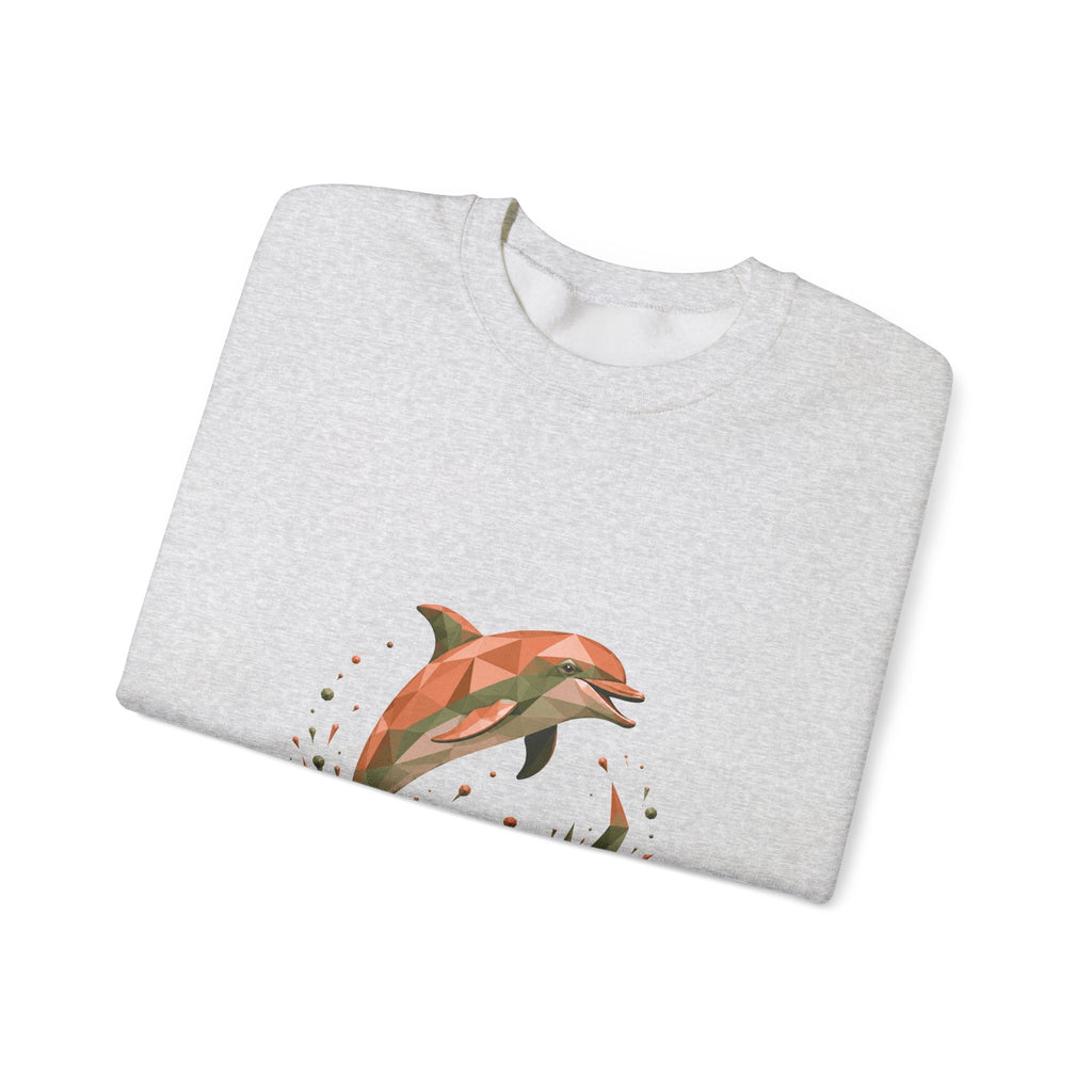 Matching Couple Sweatshirt - Shark & Dolphin Matching Couple Crewneck Sweatshirt Geometric Art His Hers Couple Gift - Design B