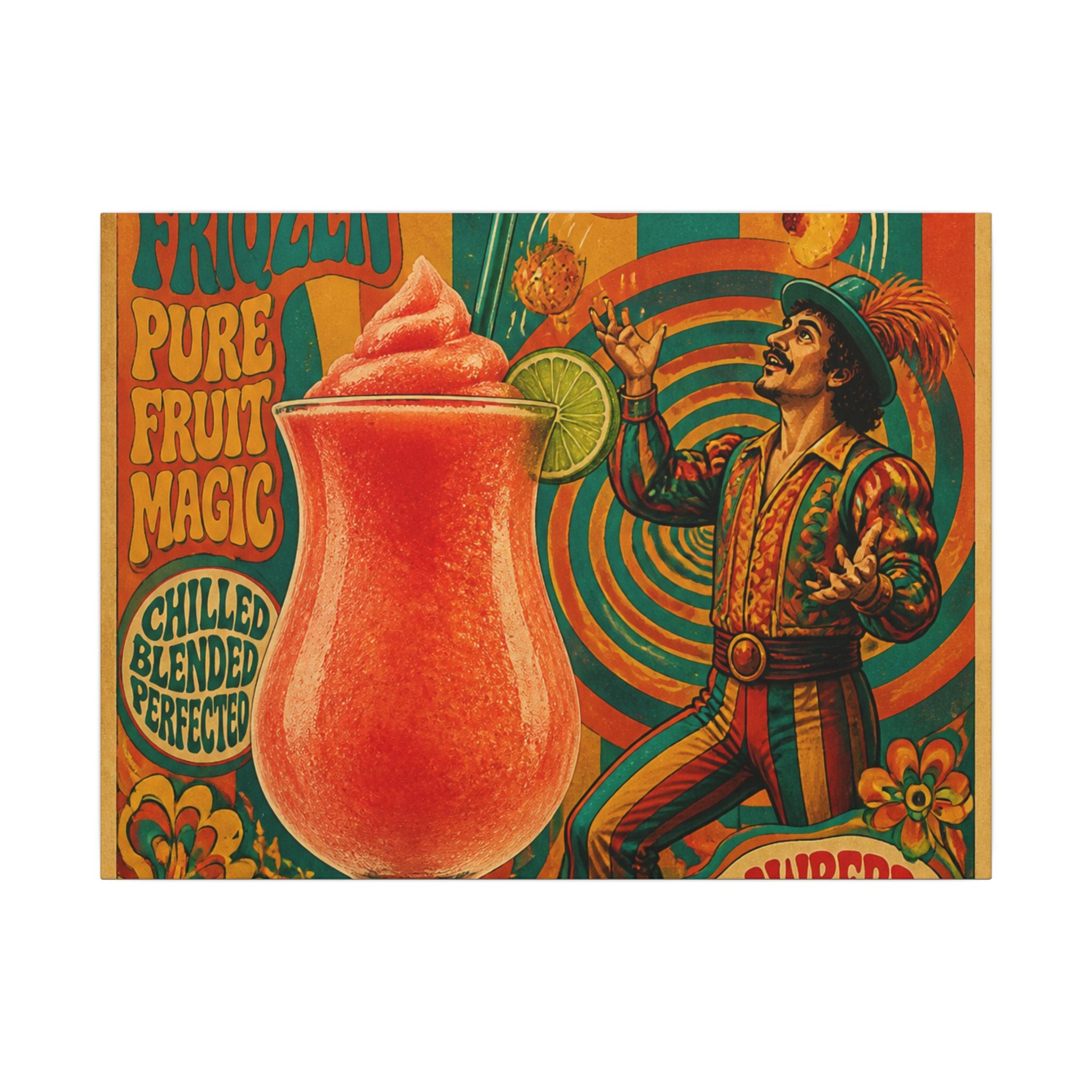 Daiquiri Fruit Juggler Wall Art Canvas 16×20 Psychedelic Cafe Decor Maximalist Print