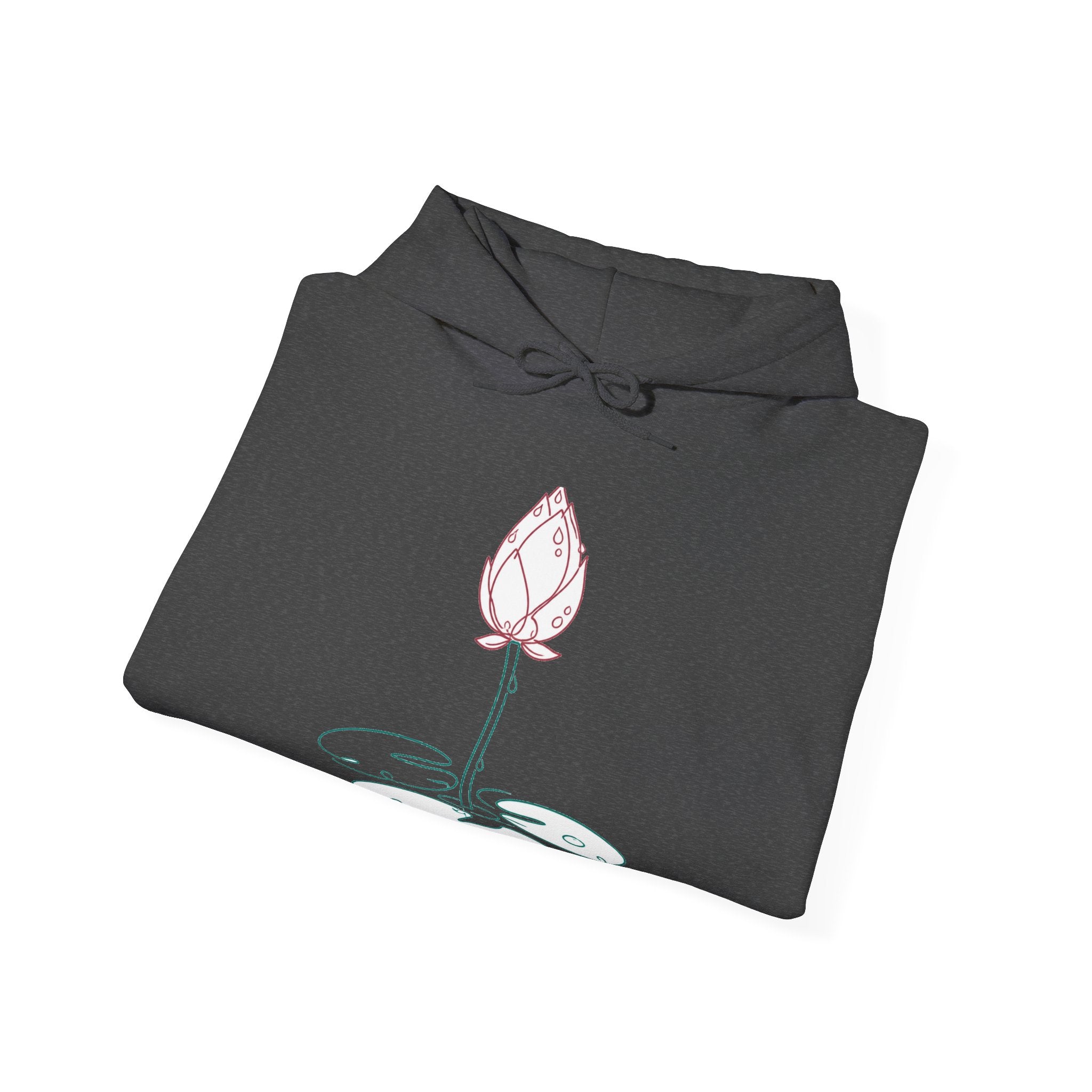 Matching Couple Sweatshirt - Open & Closed Lotus Matching Couple Hooded Sweatshirt Minimalist Art His Hers Valentine Gift - Design B