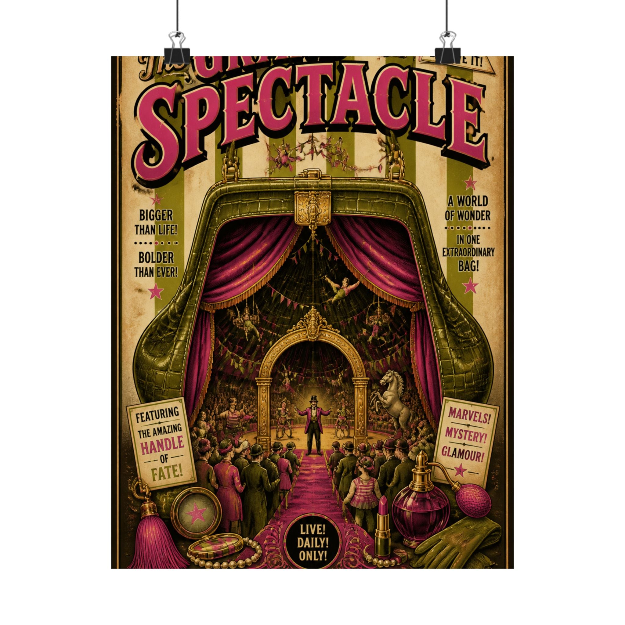 Handbag Big Top Wall Art Poster 18×24 Vintage Circus Kitchen Decor Maximalist Print