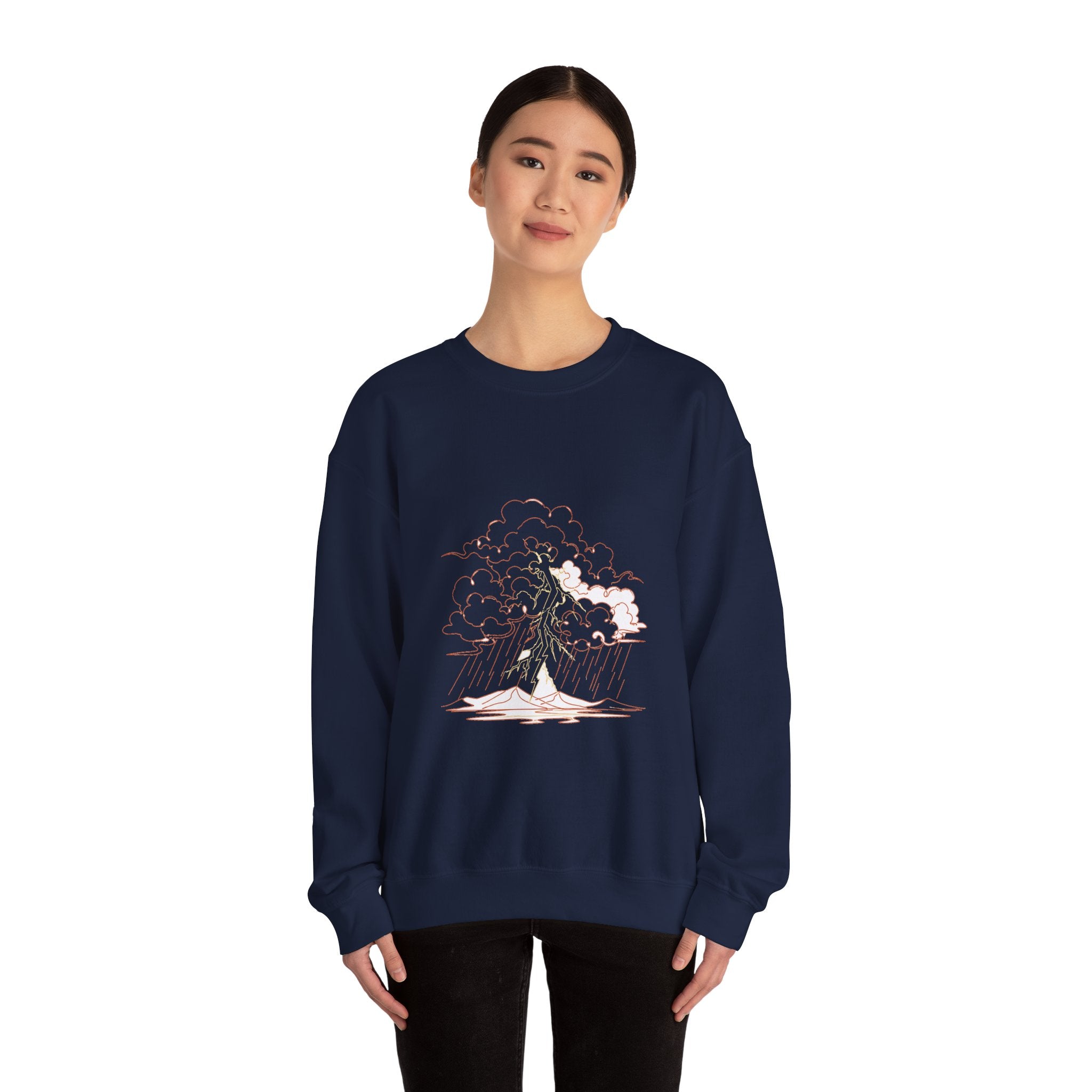 Matching Couple Sweatshirt - Storm & Rainbow Matching Couple Premium Fleece Sweatshirt Minimalist Art His Hers Christmas Gift - Design A