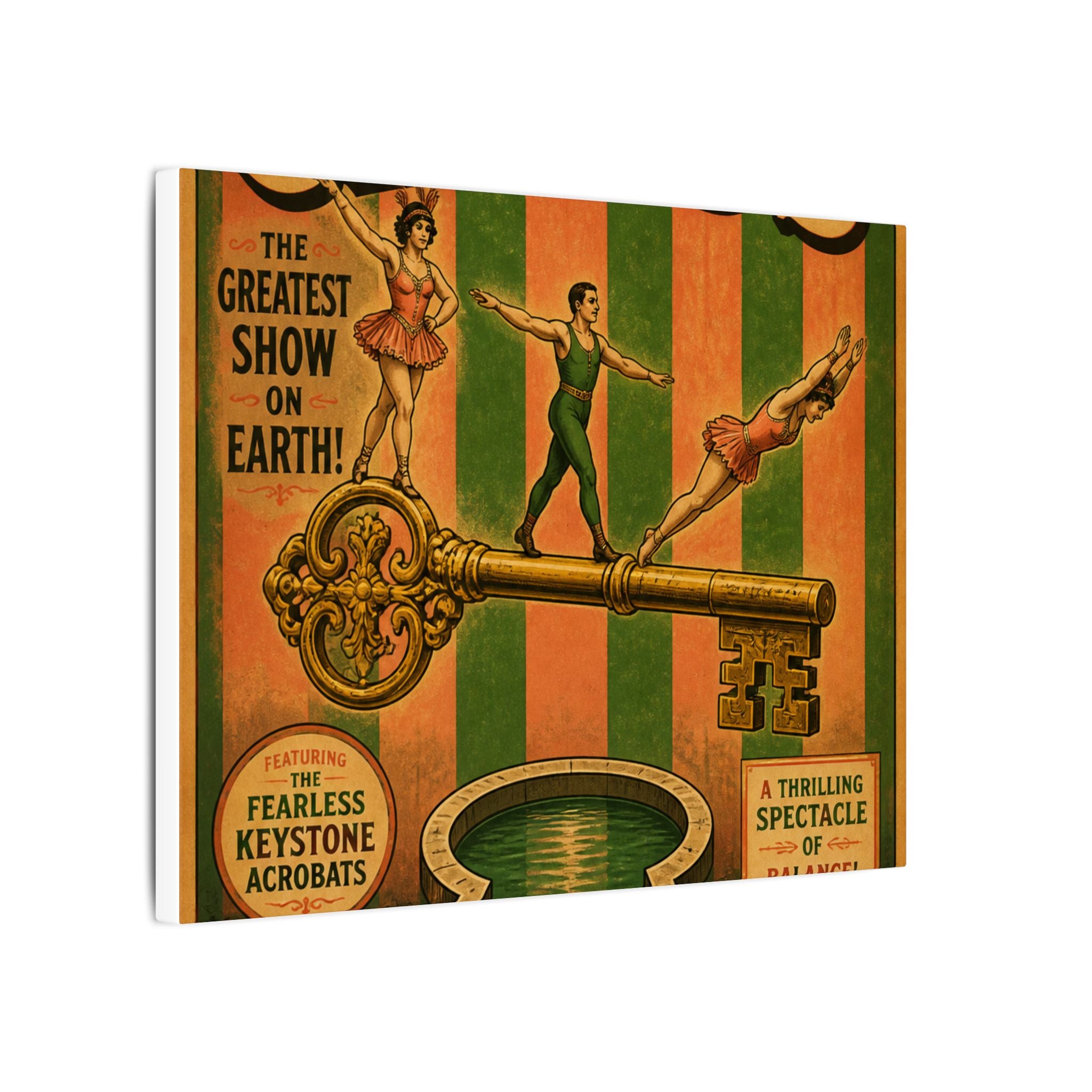 Giant Key Performance Wall Art Canvas 16×20 Vintage Circus Kitchen Decor Maximalist Print