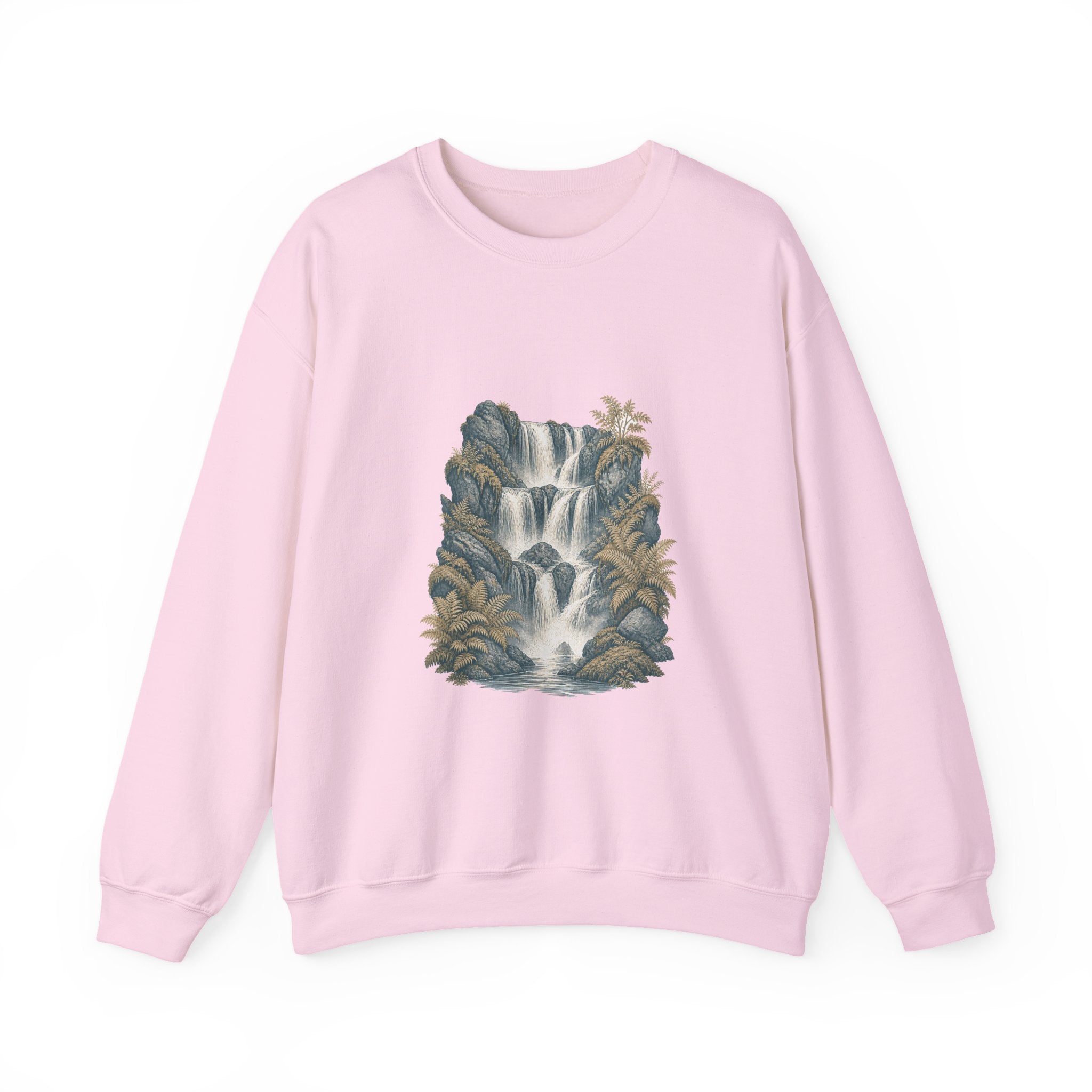 Matching Couple Sweatshirt - Wildfire & Waterfall Matching Couple Crewneck Sweatshirt Vintage Art His Hers Wedding Gift - Design B
