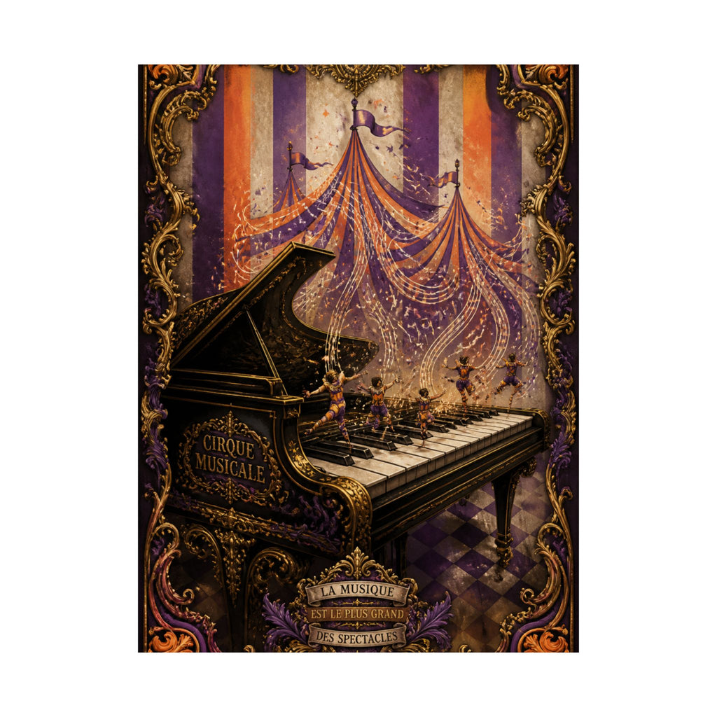 Grand Piano Acrobats Wall Art Poster 24×36 Baroque Studio Decor Maximalist Print