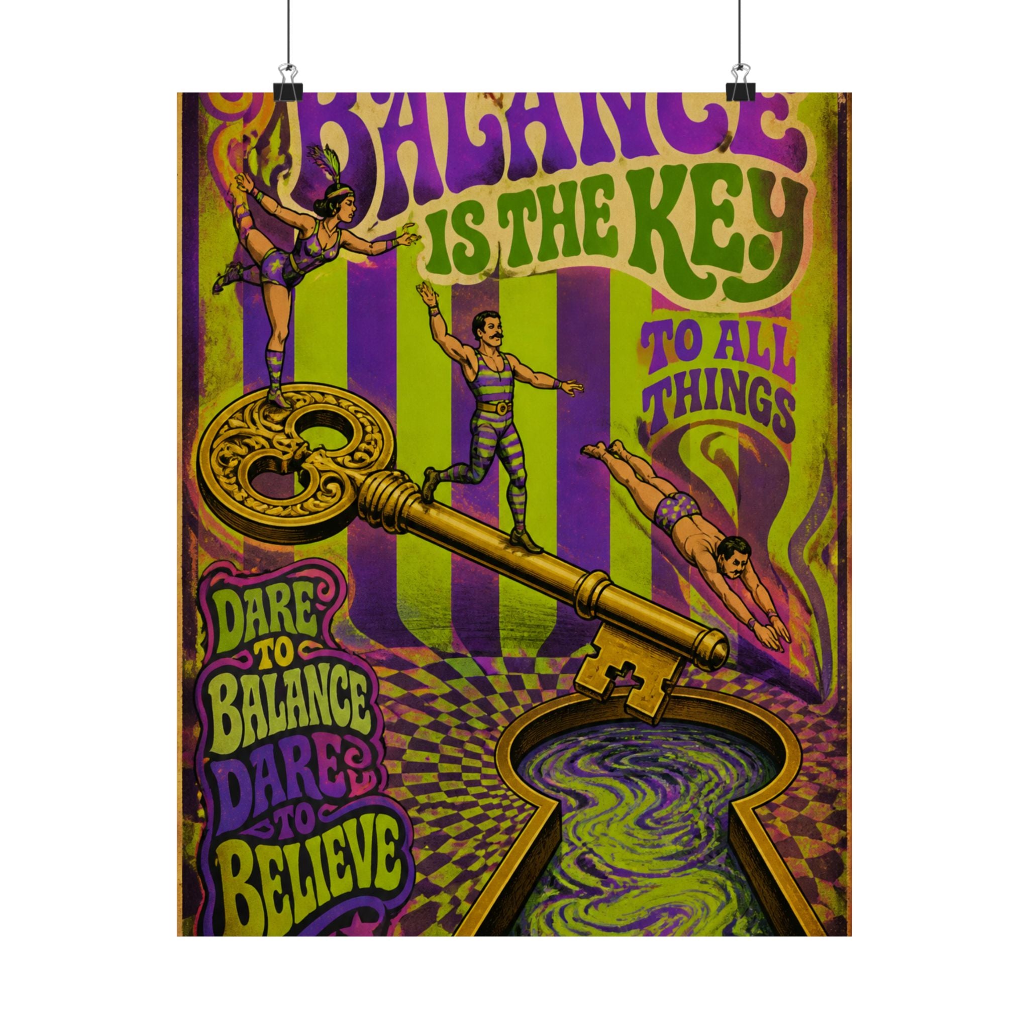 Giant Key Performance Wall Art Poster 18×24 Psychedelic Cafe Decor Maximalist Print