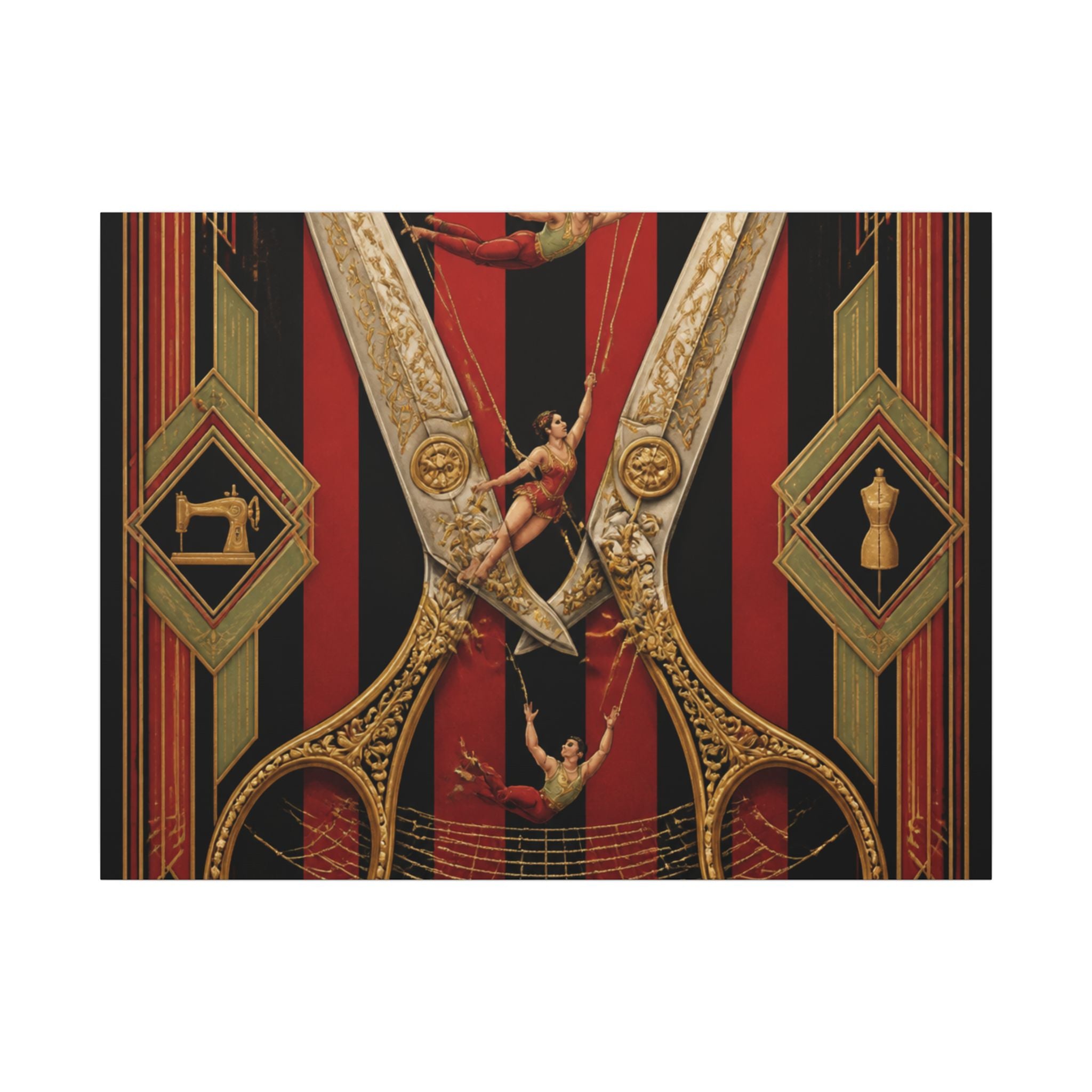 Giant Scissors Trapeze Wall Art Canvas 24×36 Art Deco Bar Area Decor Maximalist Print