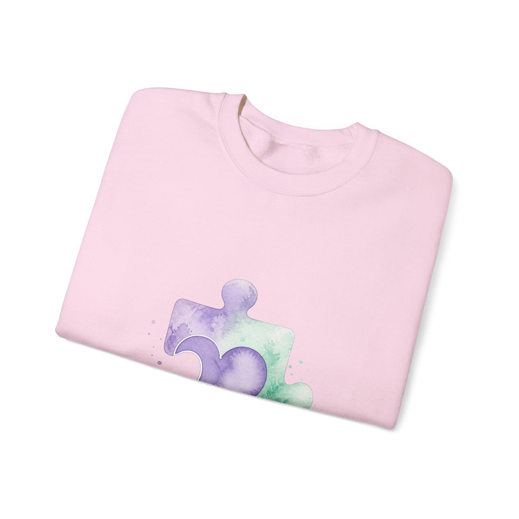 Matching Couple Sweatshirt - Puzzle Pieces Matching Couple Comfort Colors Crew Watercolor Art His Hers Birthday Gift - Design B