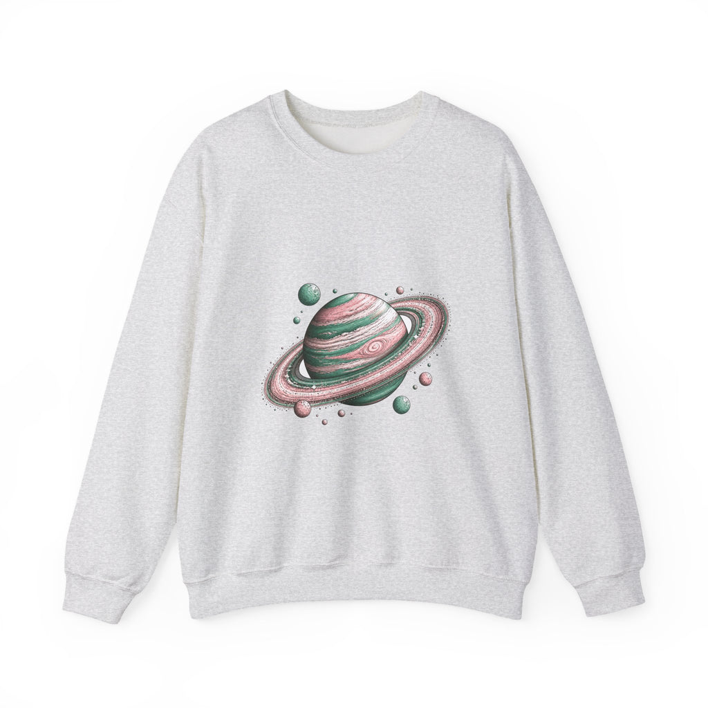 Matching Couple Sweatshirt - Astronaut & Planet Matching Couple Premium Fleece Sweatshirt Hand-Drawn Art His Hers Anniversary Gift - Design B