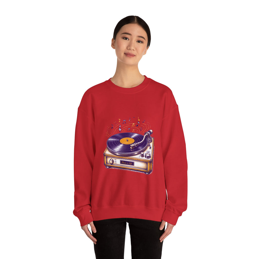 Matching Couple Sweatshirt - Vinyl & Cassette Matching Couple Premium Fleece Sweatshirt Hand-Drawn Art His Hers Anniversary Gift - Design A