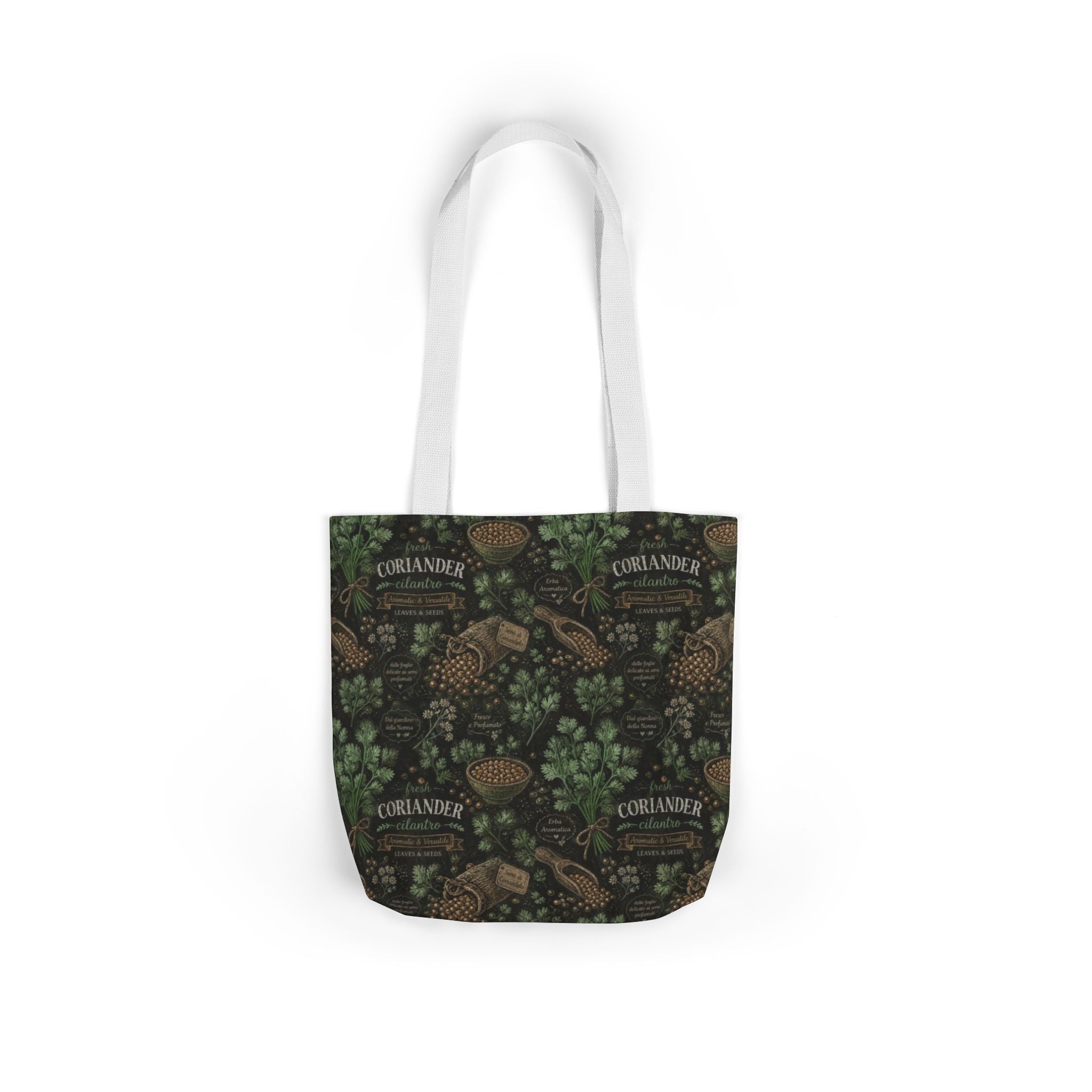 Coriander & Seeds Canvas Tote Bag Mediterranean Kitchen Chalk Art Design Italian Cottagecore Gift